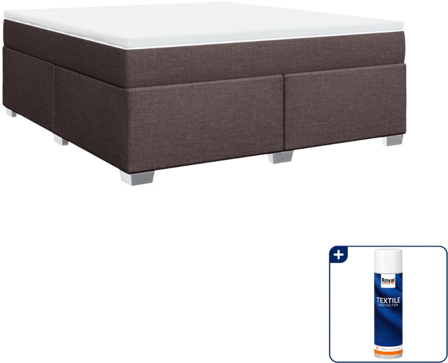 vidaXL boxspring Kingsize - 180 x 200 cm - donkerbruin - Inclusief textielbeschermer 500 ml
