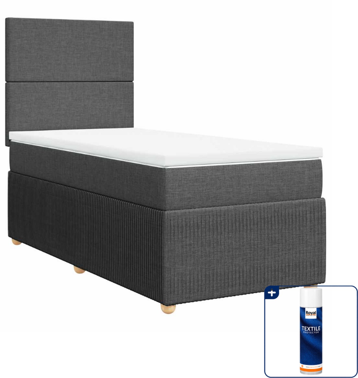 vidaXL boxspring met matras - 100 x 200 cm - stof - donkergrijs - Inclusief textielbeschermer 500 ml