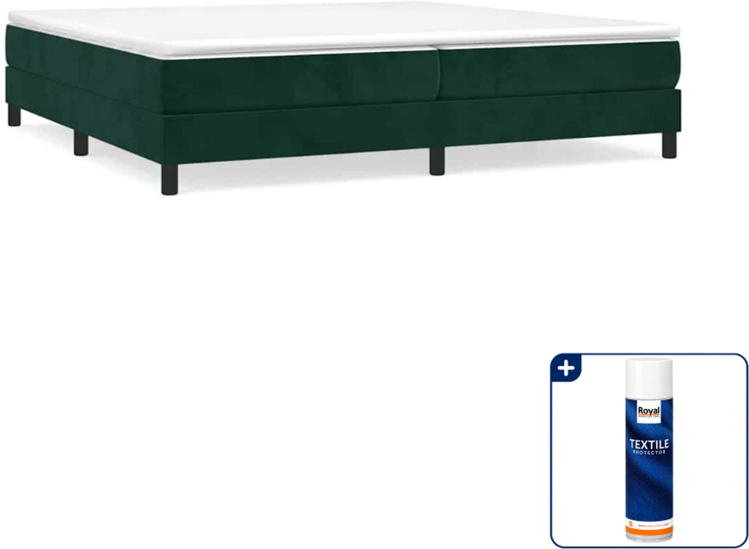 vidaXL boxspring met matras 200 x 200 cm - fluweel - donkergroen - Inclusief textielbeschermer 500 ml