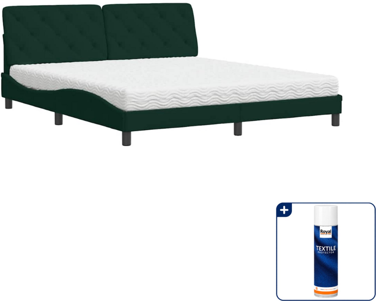vidaXL Kingsize bed met matras 180 x 200 cm - donkergroen - Inclusief textielbeschermer 500 ml