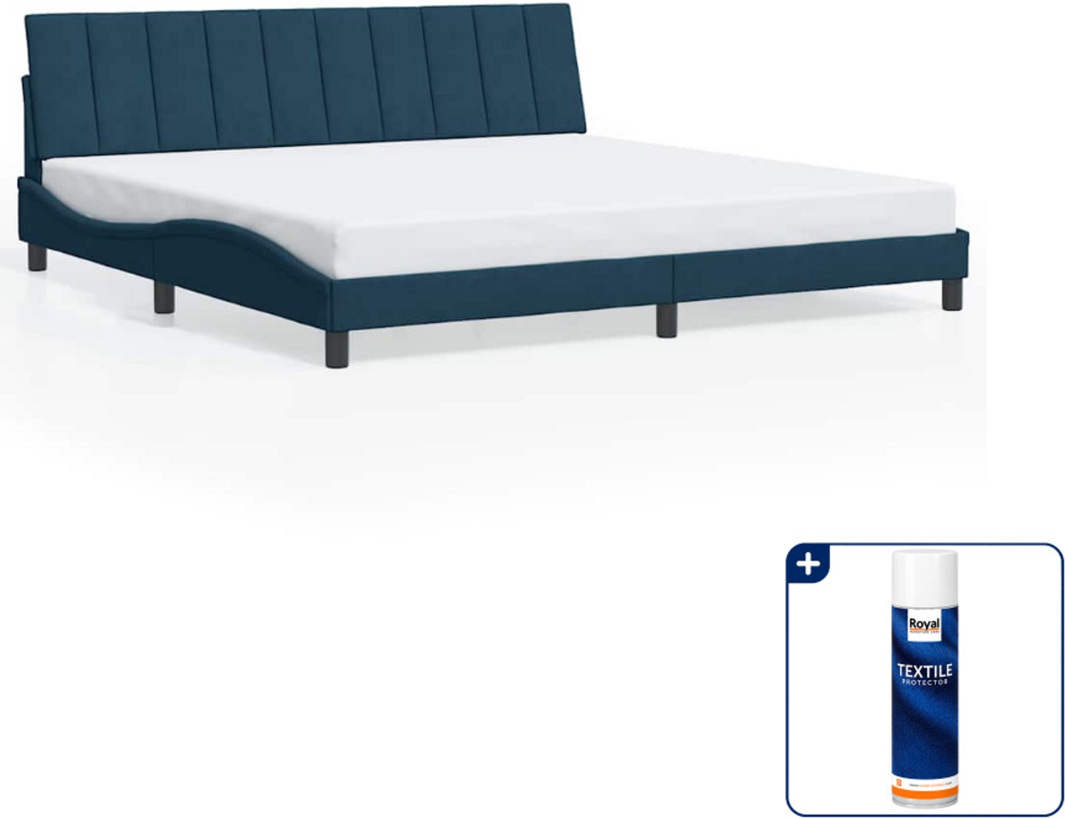 vidaXL bedframe Hanko - 200 x 200 cm - fluweel - blauw - Inclusief textielbeschermer 500 ml Grijs