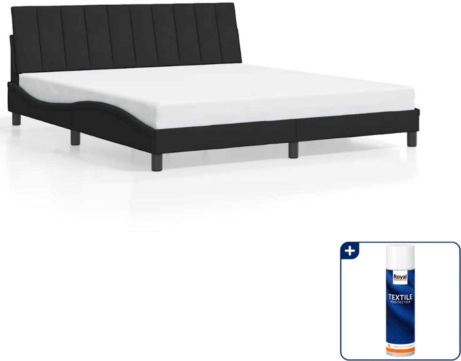 vidaXL bedframe Hanko Kingsize - 180 x 200 cm - zwart - Inclusief textielbeschermer 500 ml