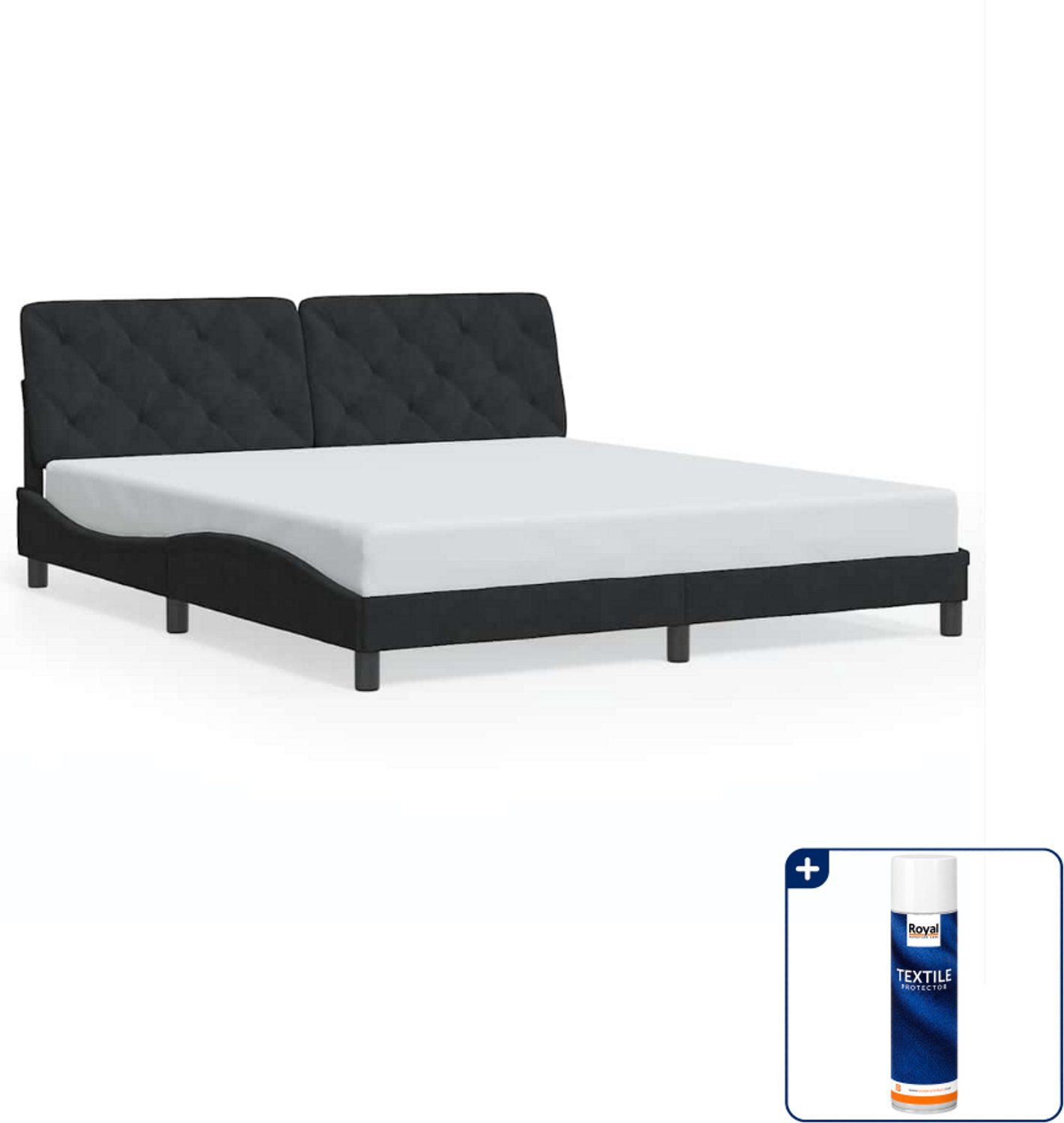 vidaXL bedframe Kingsize - 180 x 200 cm - fluweel - zwart - Inclusief textielbeschermer 500 ml