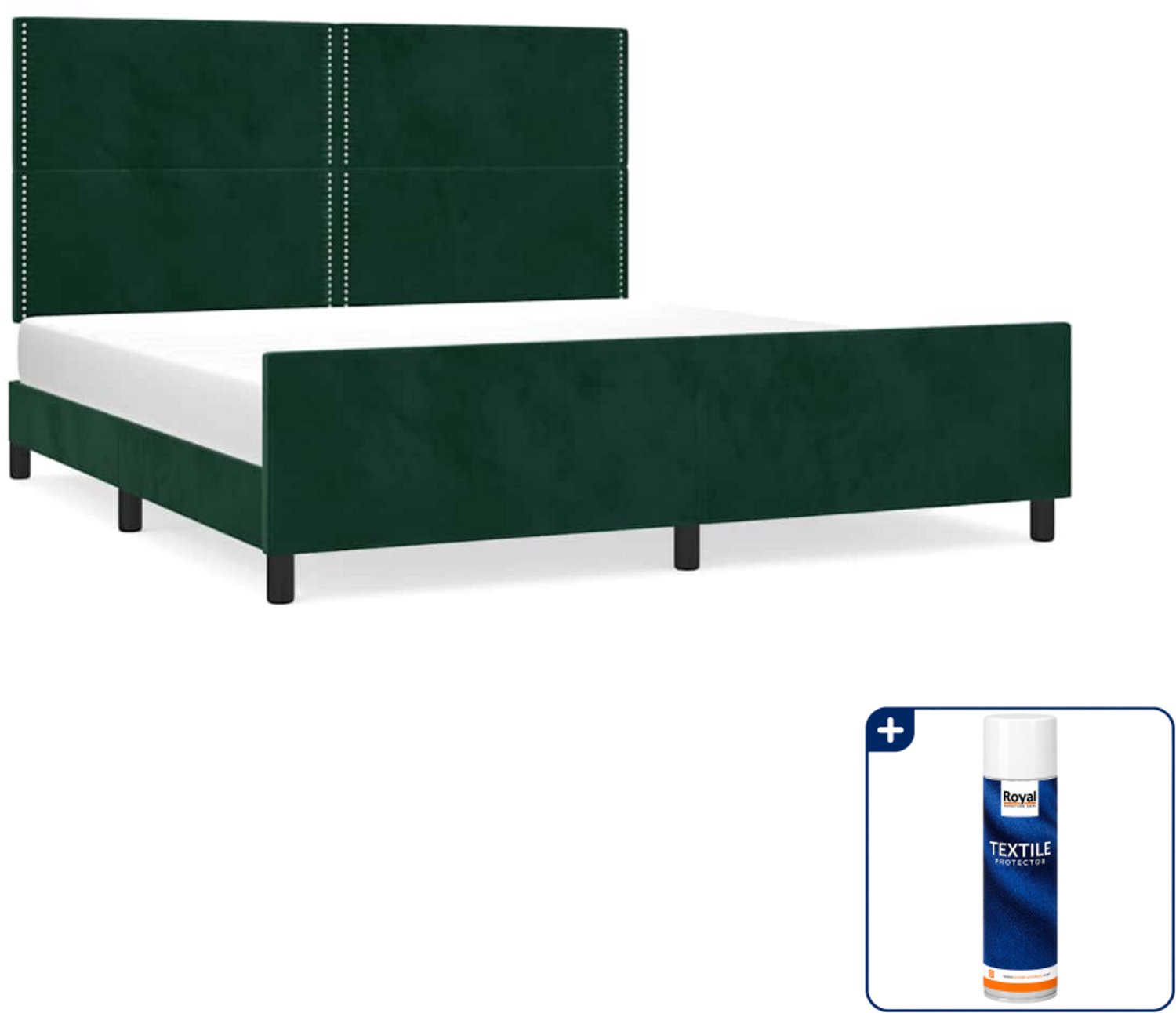 vidaXL Bedframe - 200 x 200 cm - fluweel - donkergroen - Inclusief textielbeschermer 500 ml