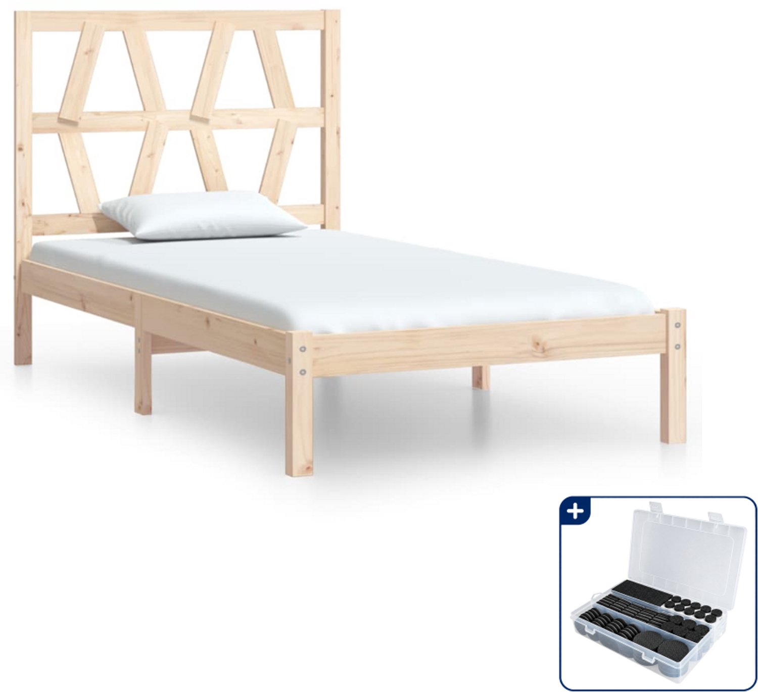 vidaXL bedframe - 90 x 200 cm - massief grenenhout - Inclusief antikrasvilt 177-delig Bruin
