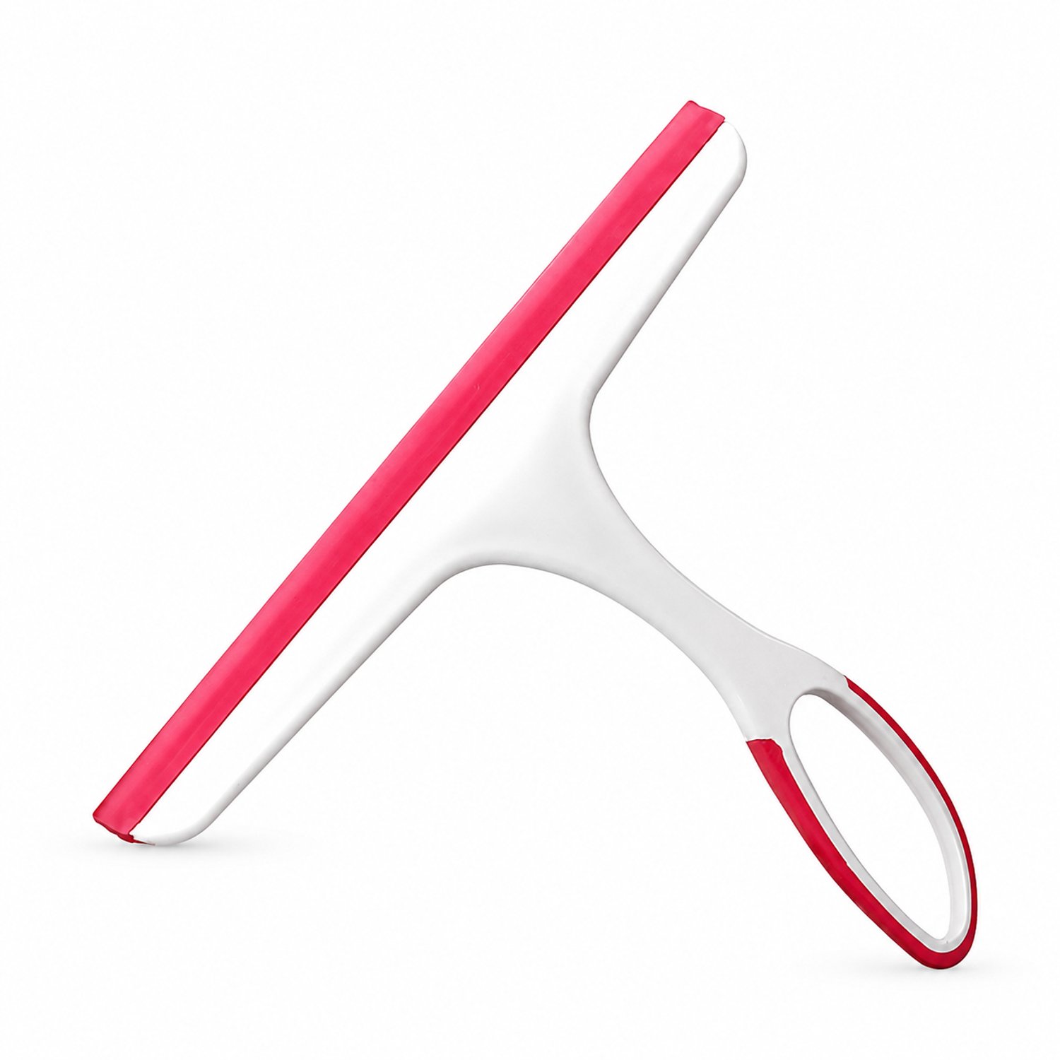 Glaswisser met siliconen wisstrip, fuchsia, brede T-vormige kop en open handgreep, voor ramen en badkamerspiegels