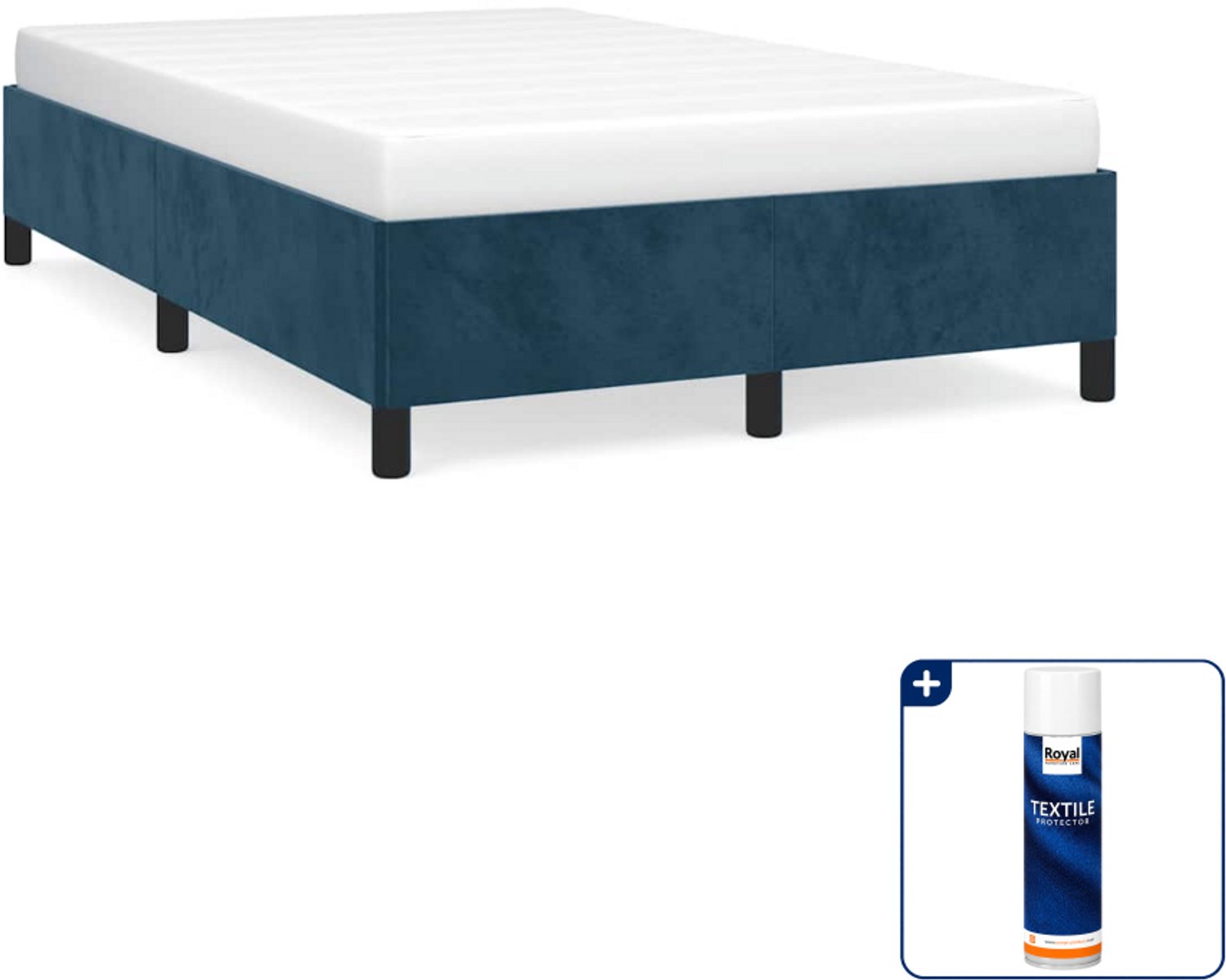 vidaXL bedframe 120 x 190 cm - fluweel - donkerblauw - Inclusief textielbeschermer 500 ml