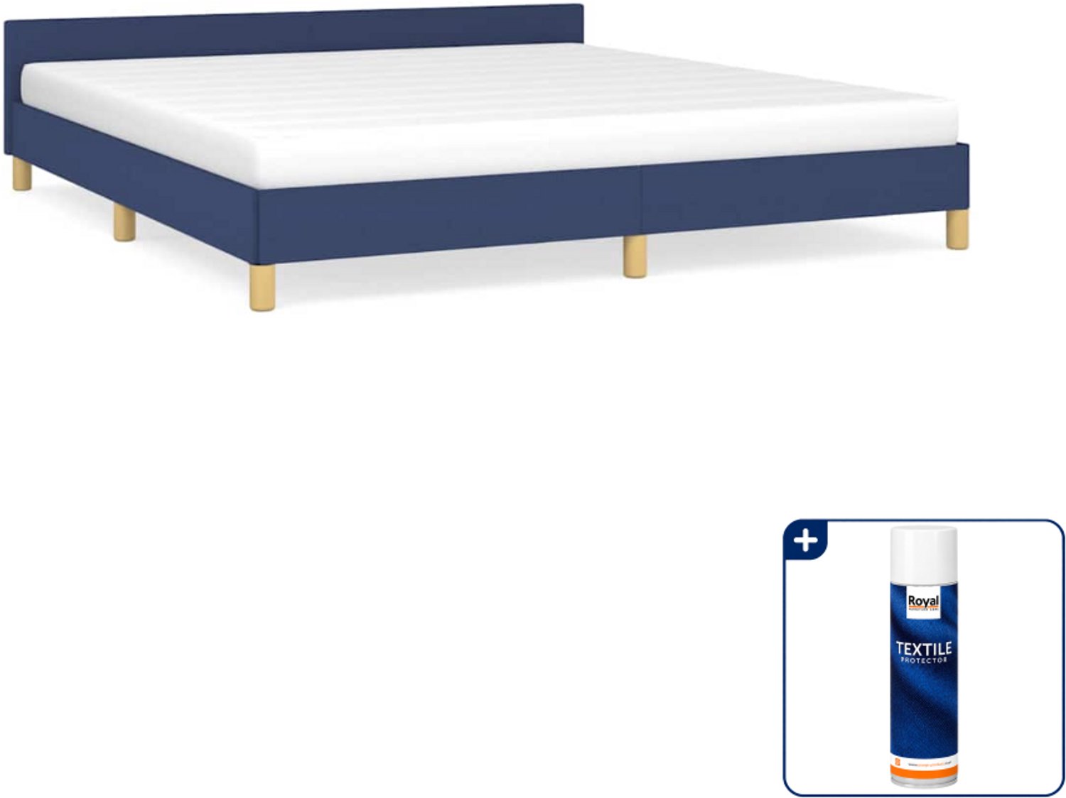 vidaXL Bedframe Kingsize - 180 x 200 cm - stof - blauw - Inclusief textielbeschermer 500 ml