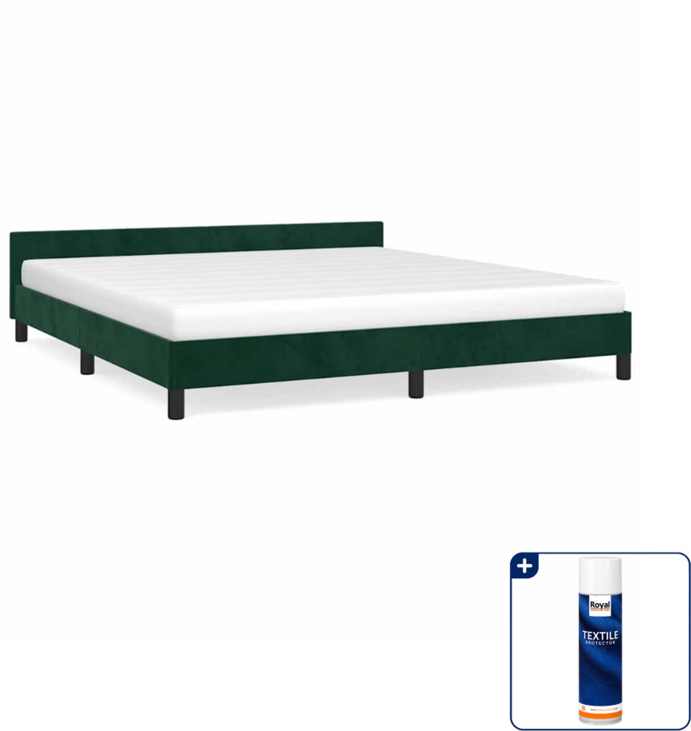 vidaXL Kingsize bedframe - 180 x 200 cm - fluweel - donkergroen - Inclusief textielbeschermer 500 ml
