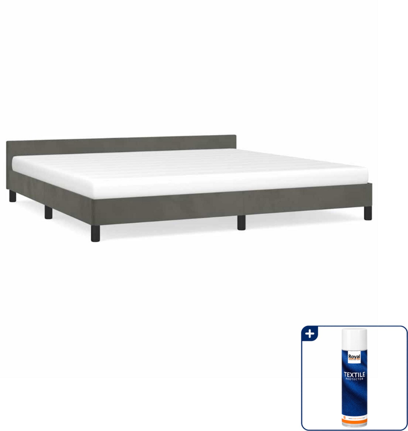 vidaXL Bedframe - 200 x 200 cm - fluweel - donkergrijs - Inclusief textielbeschermer 500 ml