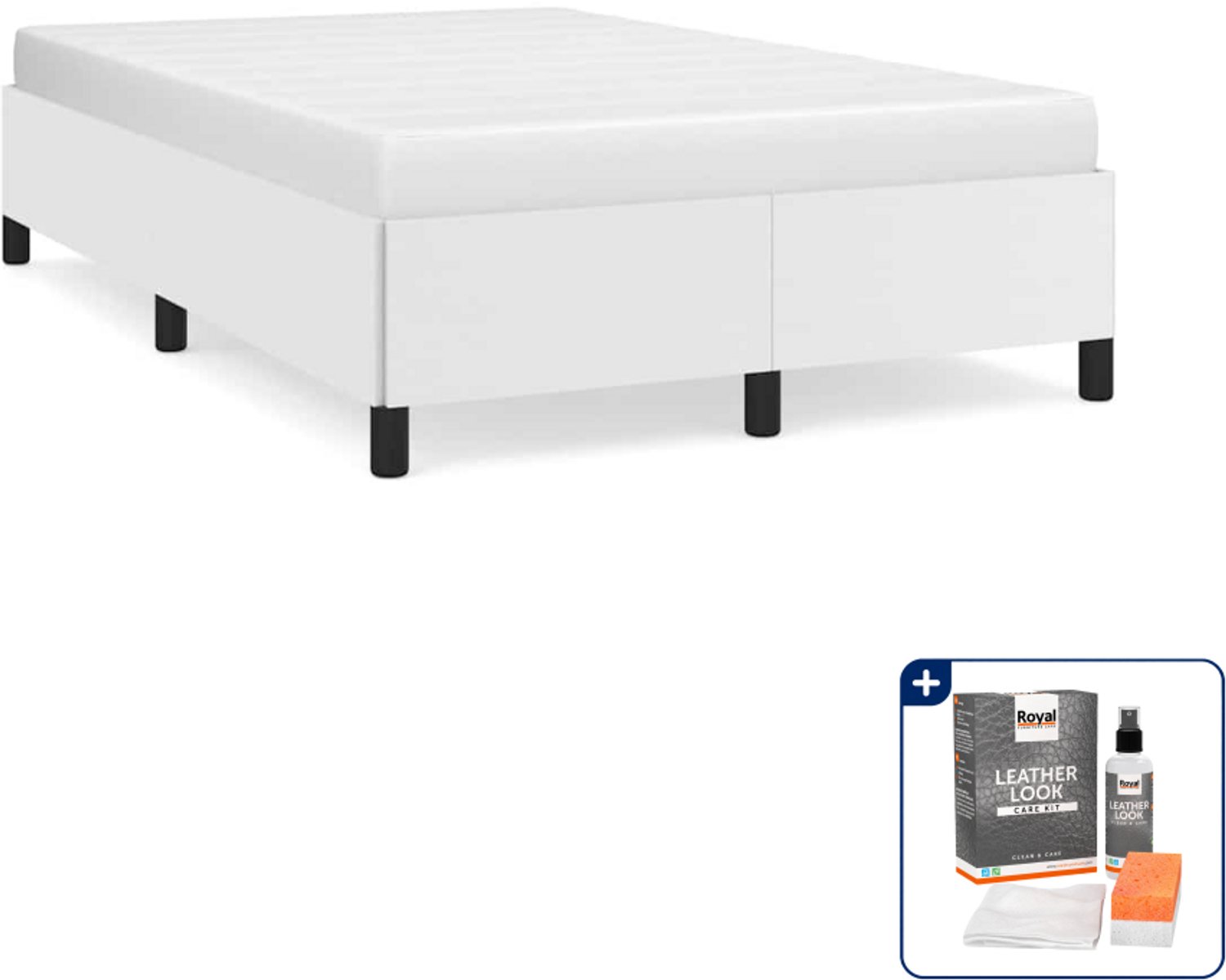 vidaXL bedframe - 120 x 200 cm - kunstleer - wit - Inclusief onderhoudsset voor kunstleer 150 ml