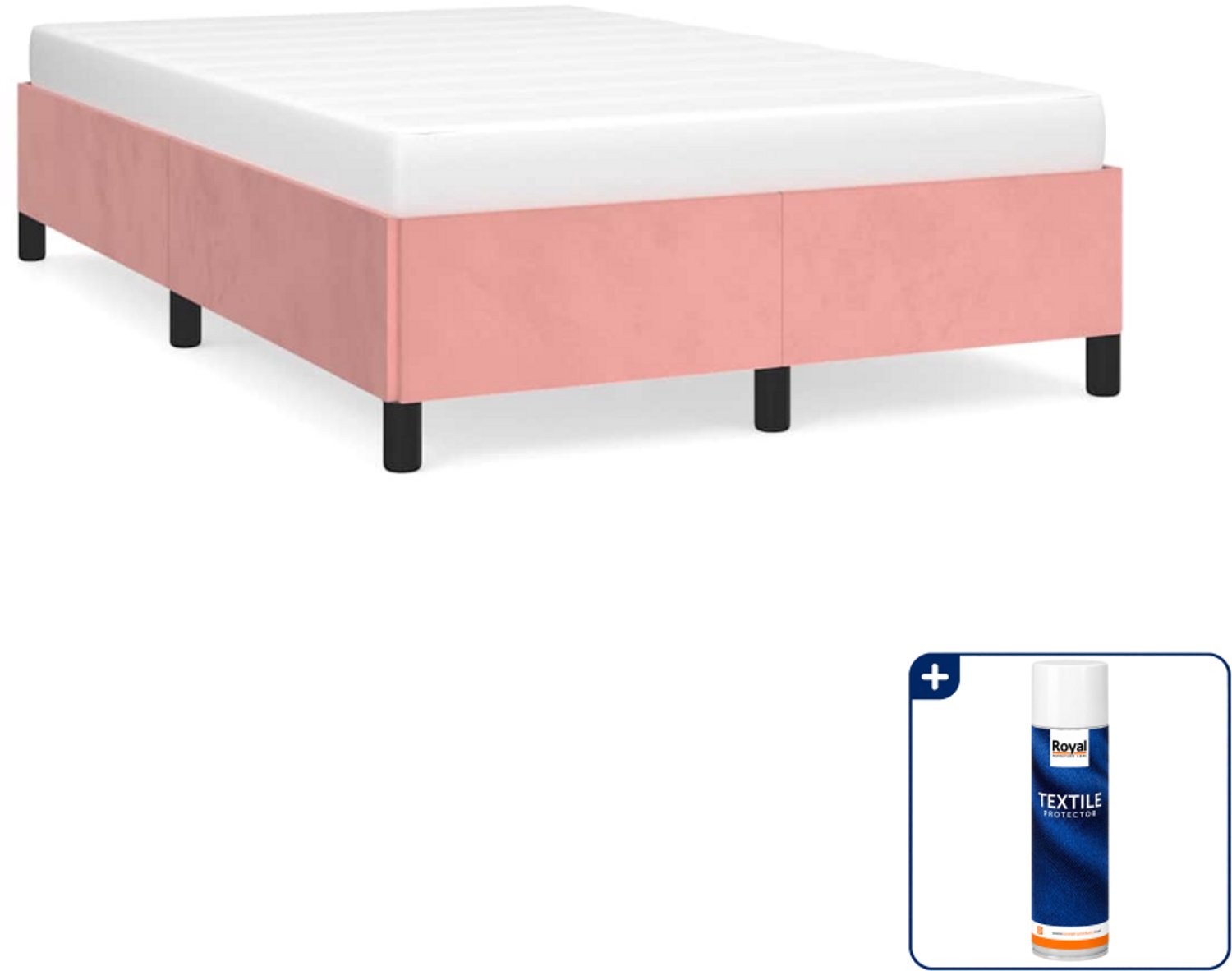 vidaXL bedframe 120 x 200 cm - fluweel - roze - Inclusief textielbeschermer 500 ml