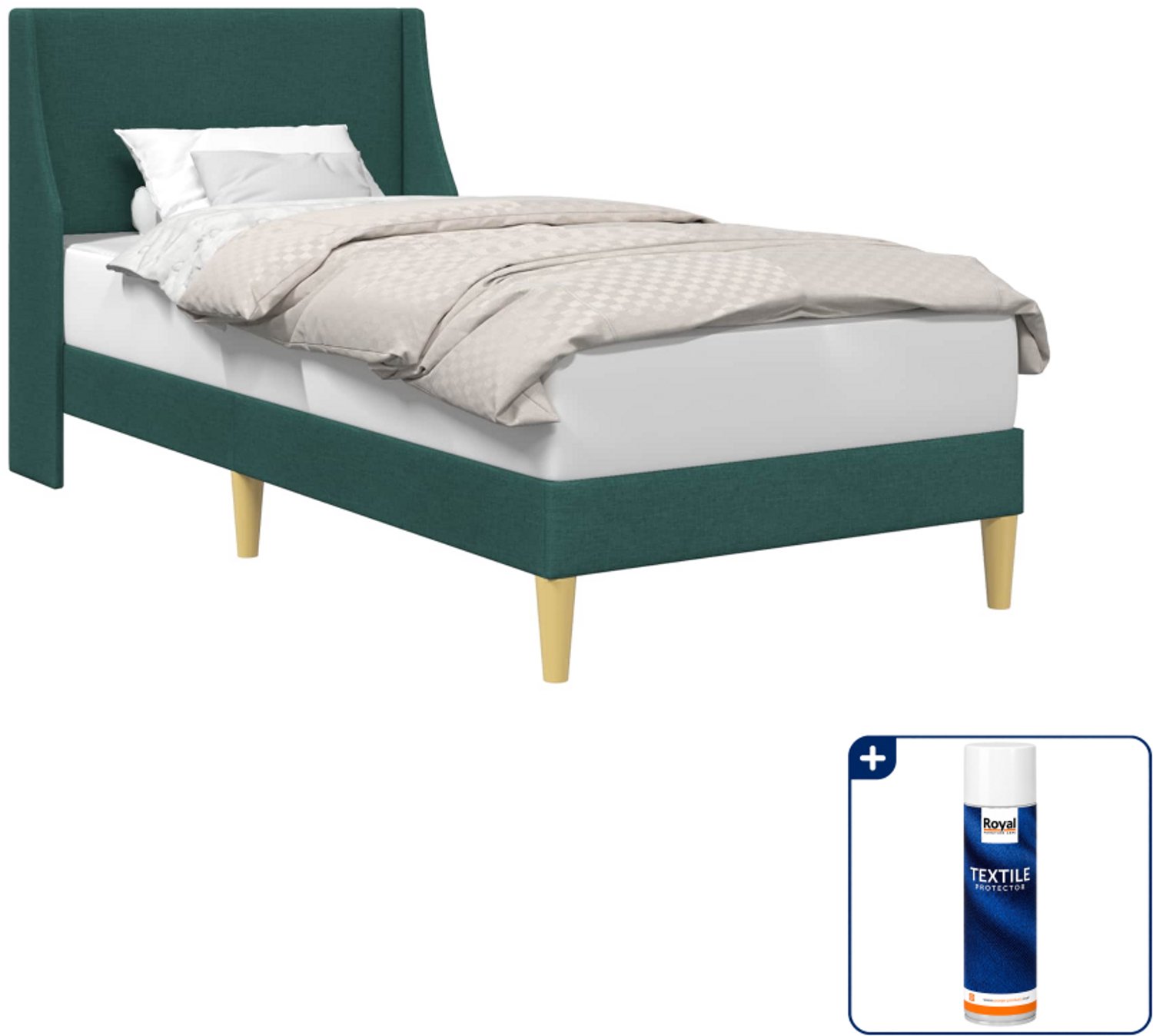 vidaXL bedframe 100 x 200 cm - stof - donkergroen - Inclusief textielbeschermer 500 ml