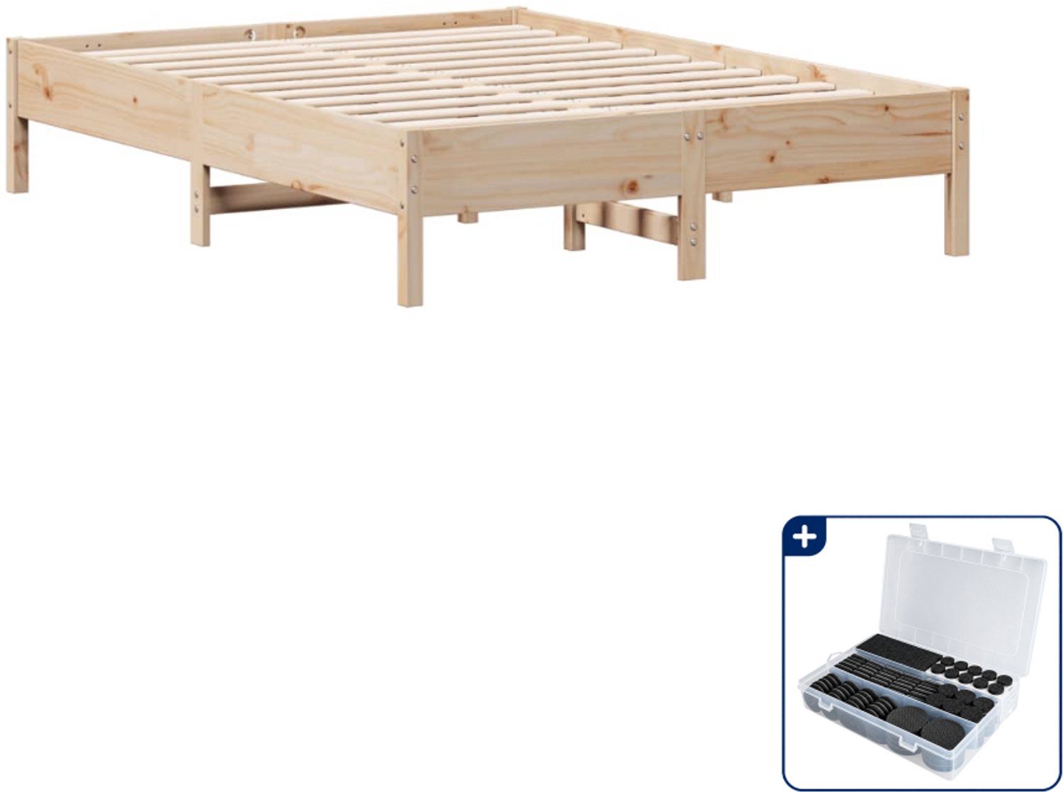 vidaXL bedframe - 135 x 190 cm - massief grenenhout - Inclusief antikrasvilt 177-delig Bruin
