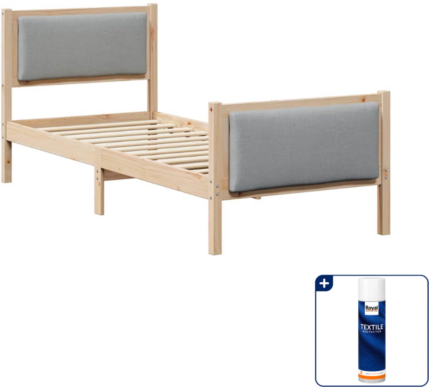 vidaXL bedframe - 80 x 200 cm - lichtgrijs - Inclusief textielbeschermer 500 ml Bruin