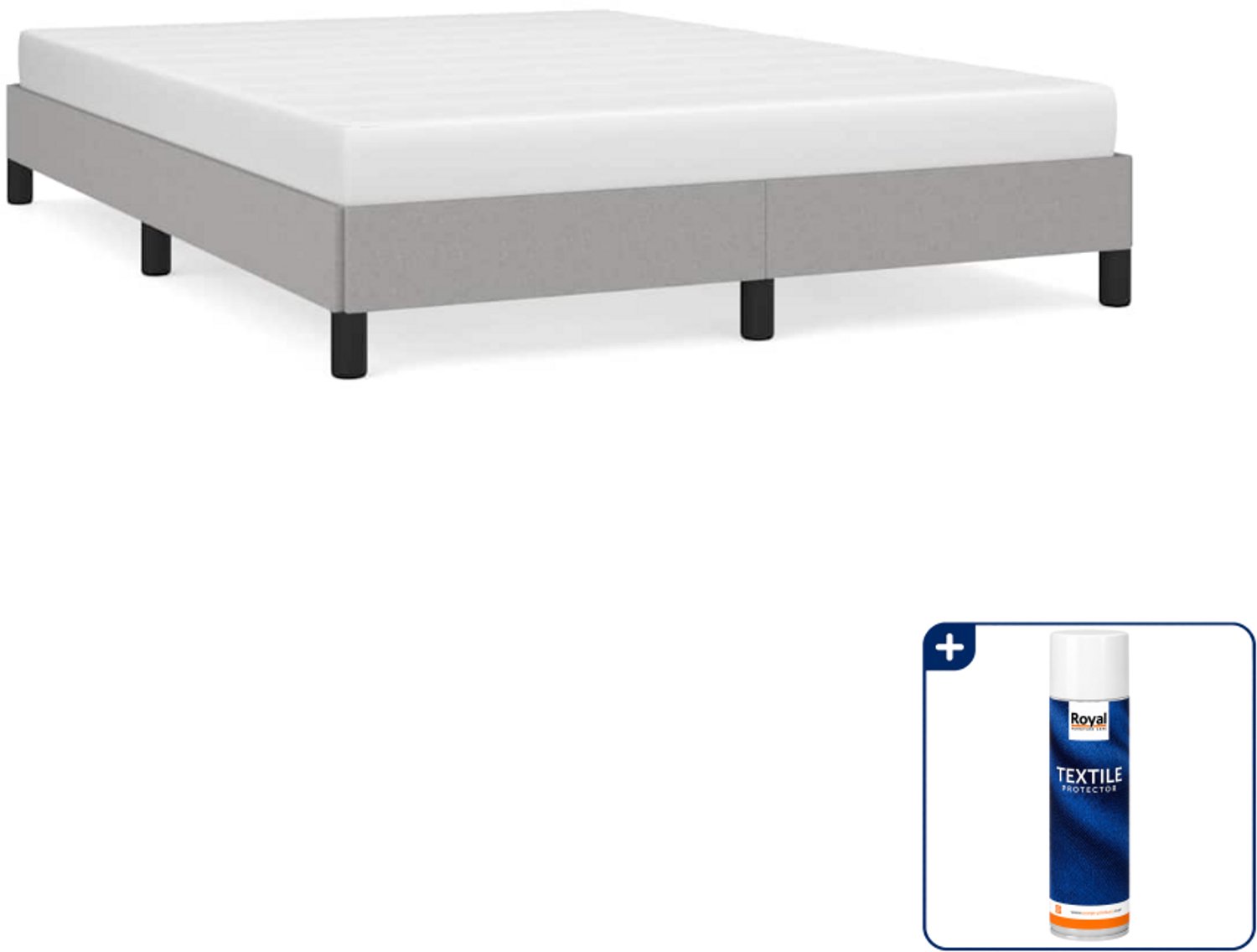 vidaXL Small double bedframe 140 x 200 cm - lichtgrijs - Inclusief textielbeschermer 500 ml