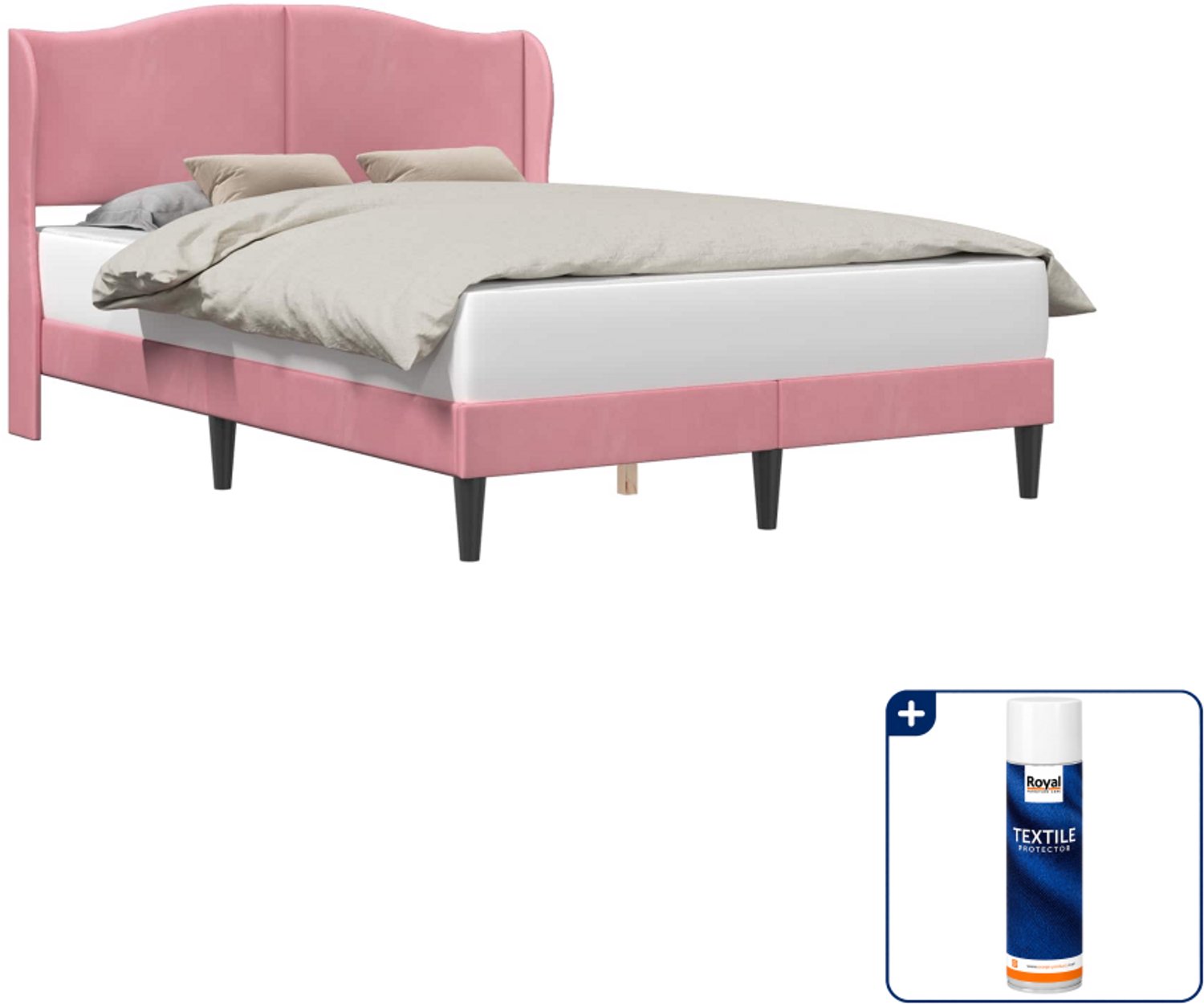vidaXL Bedframe Queensize - 160 x 200 cm - roze - Inclusief textielbeschermer 500 ml