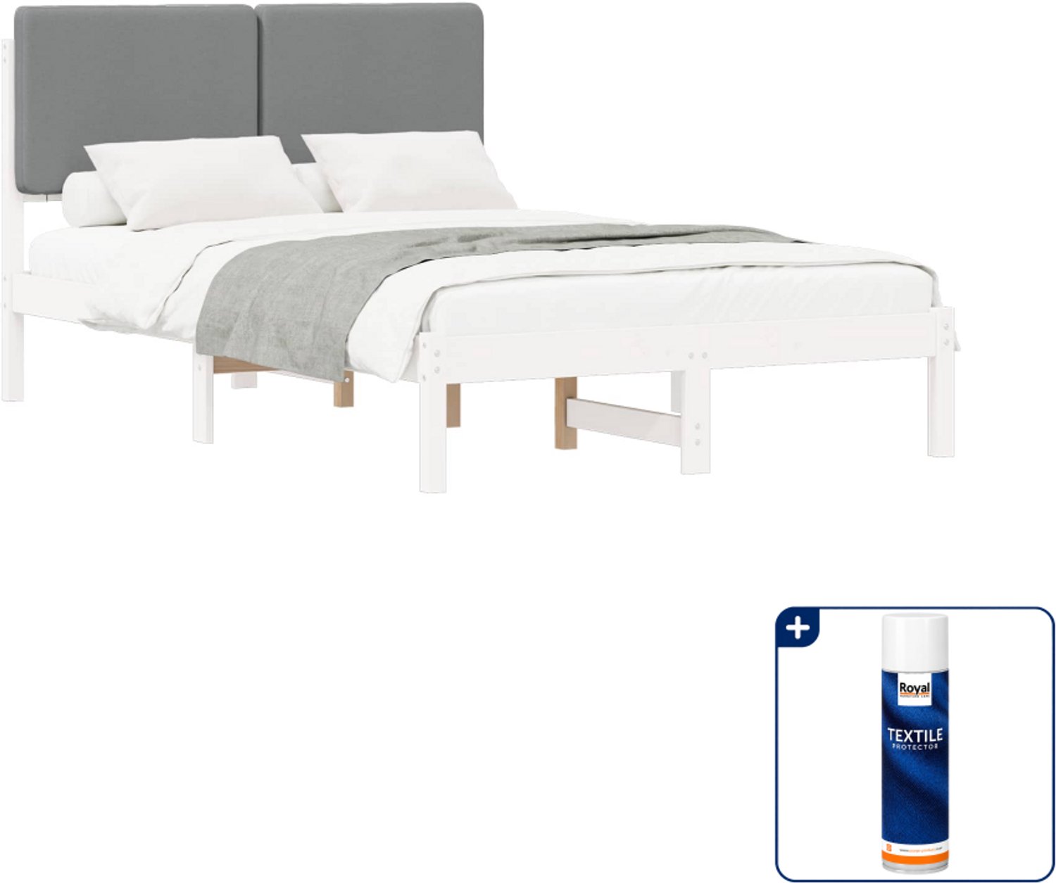 vidaXL bedframe - 120 x 200 cm - lichtgrijs - Inclusief textielbeschermer 500 ml