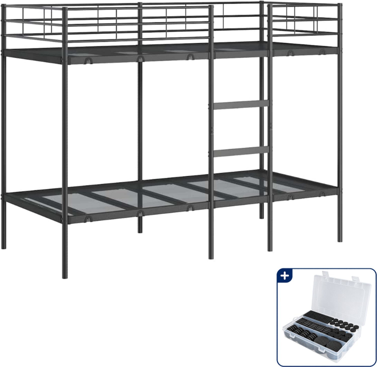 vidaXL stapelbed - 100 x 190 cm - staal - zwart - Inclusief antikrasvilt 177-delig