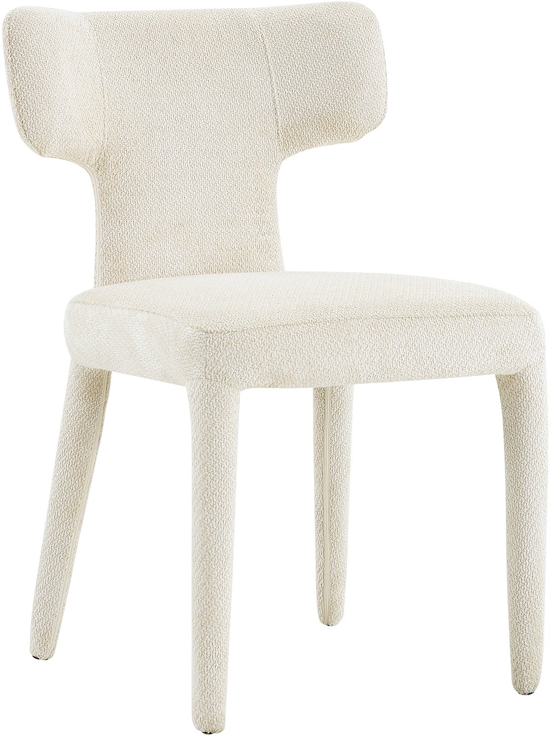 MUVANO Set van 2 witte stoffen eetkamerstoelen - T-vormige rugleuning - Schuimvulling - Metalen frame - Zithoogte 49 cm - Voor keuken en eetkamer