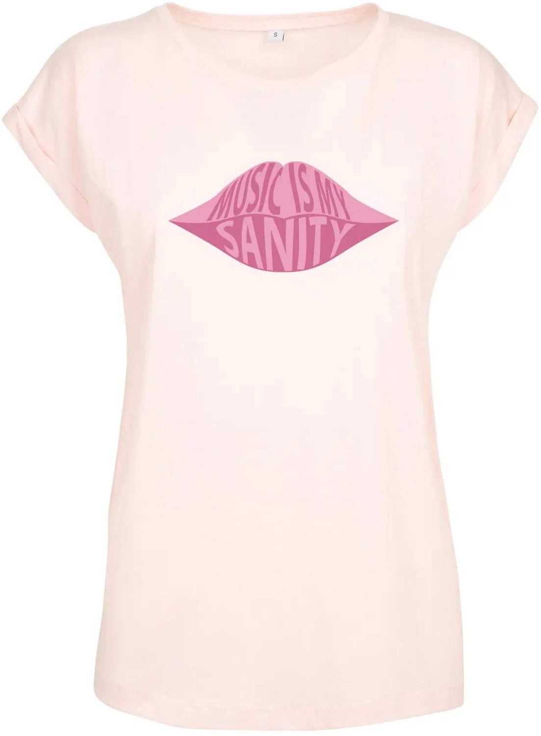 Dames-T-shirt Mister Tee Music Is My Sanity Roze