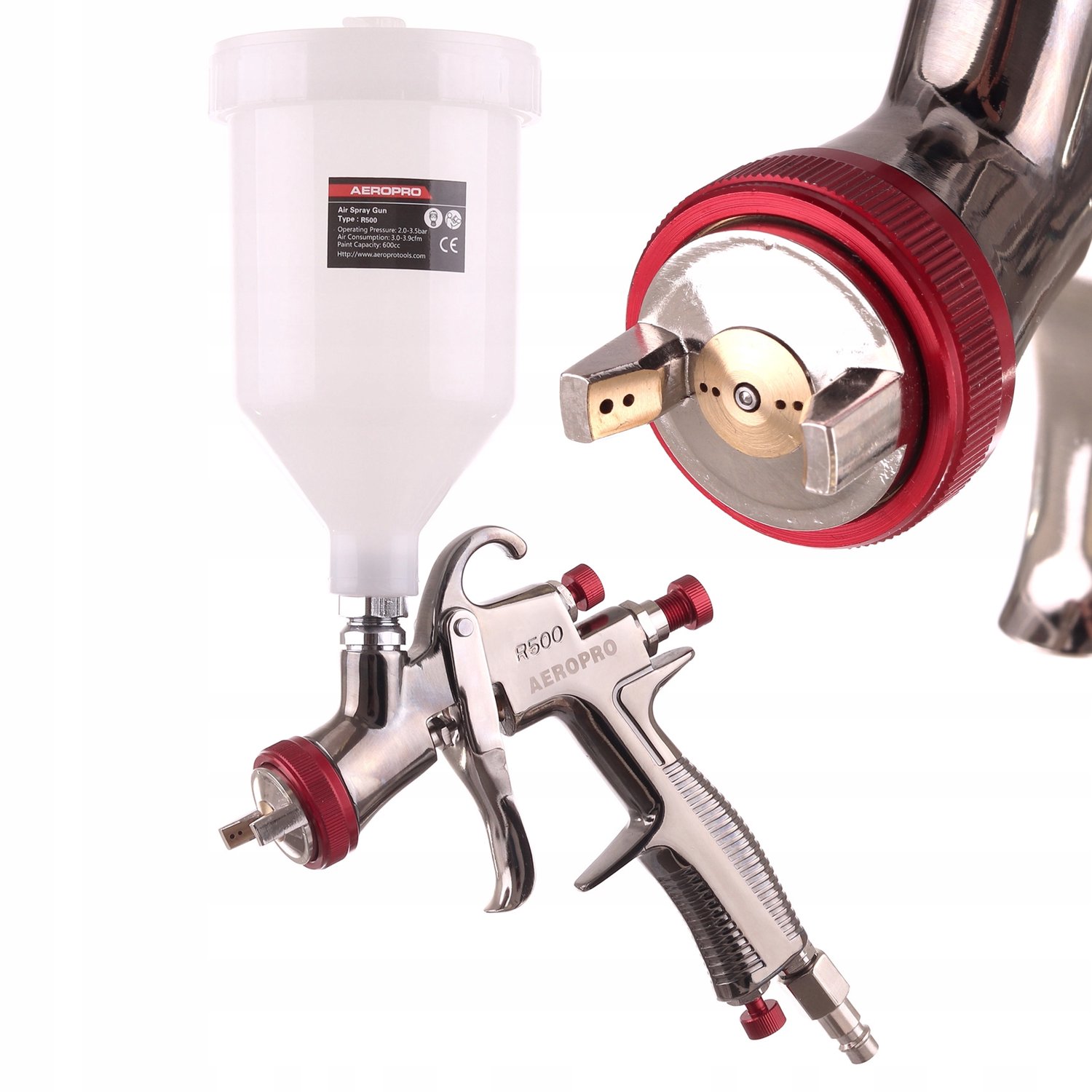 Merkloos LVLP Spuitpistool 2.0mm Mondstuk, 600ml Tank voor Schilderen