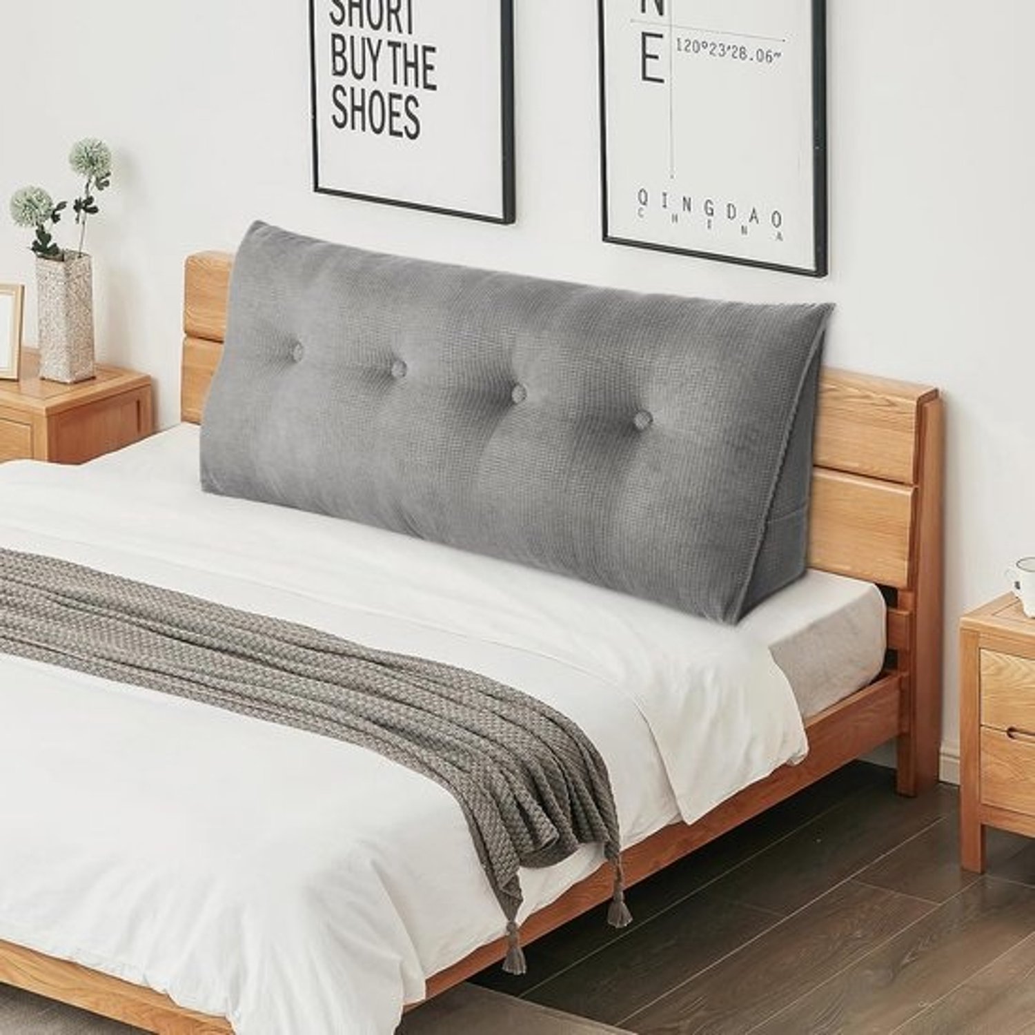 Groot rugkussen - Voor bed en bank - 120 cm zacht corduroy hoofdeindekussen - Voor rugondersteuning