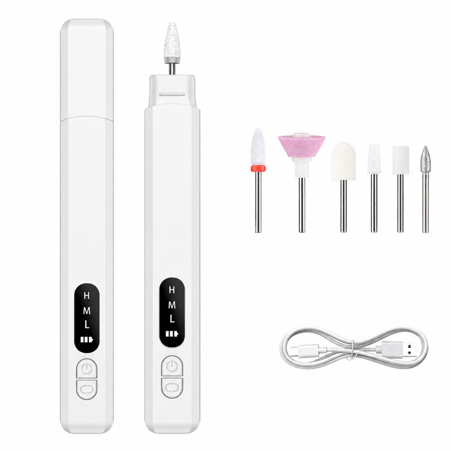 elektrische nageltrimmer - 3 snelheden - opladen via Type-C - ingebouwde lithiumbatterij - met handleiding en accessoires
