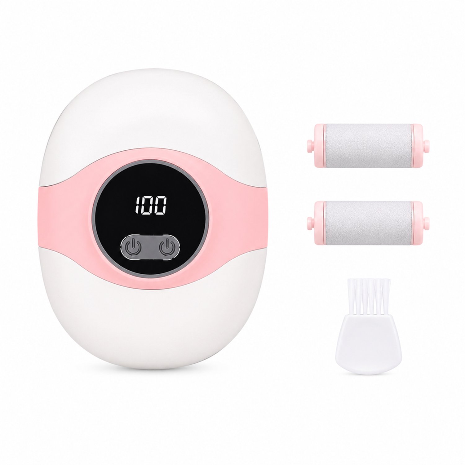 elektrische nagelknipper en eeltverwijderaar - 2-in-1, wit-roze - 3 snelheden en lcd-display - Inclusief 1 reinigingsborstel en 2 kwartsschuurkoppen