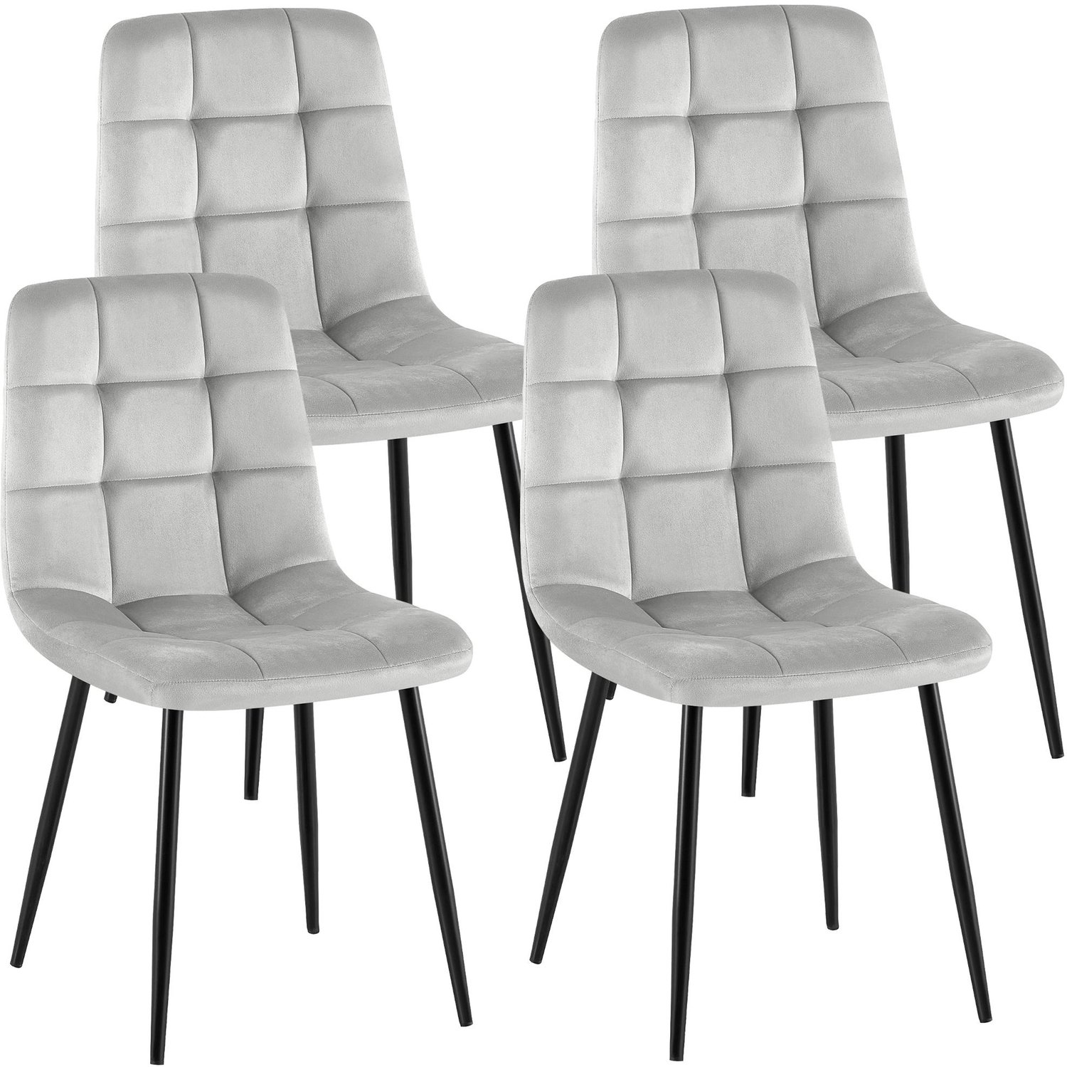 Luxe Comfort Verona 0051 eetkamerstoelen (set van 4) - grijs Fluweel/grijs
