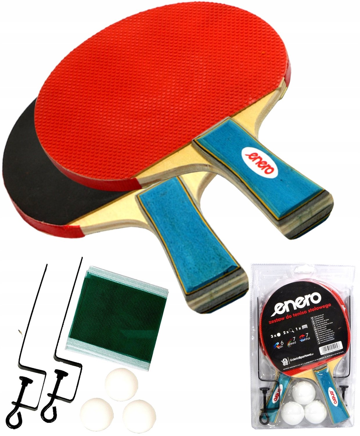 Enero Tafeltennis Set: 2 Batjes, 3 Ballen & Net
