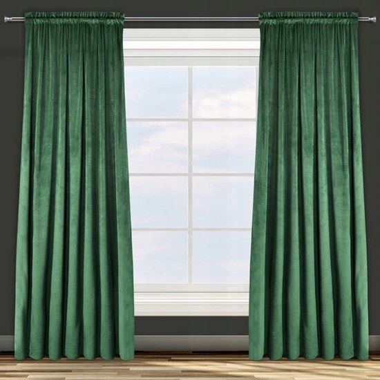 Velvet Gordijn 140x250cm - Flesgroen - 80% Verduisterend