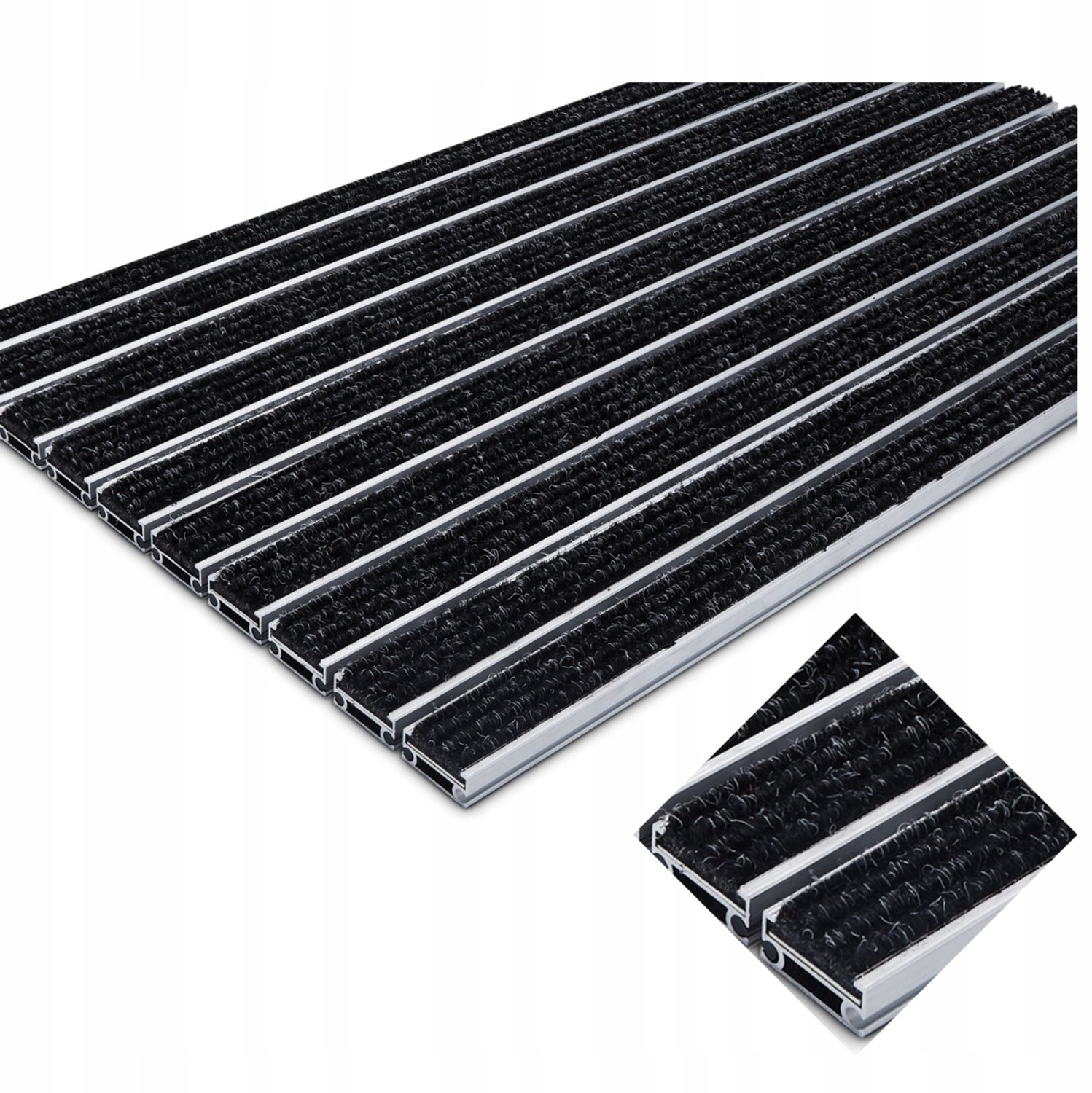 Polentex Aluminium Wycieraczka Wejściowa Tekstylna Ryps 60x40 cm