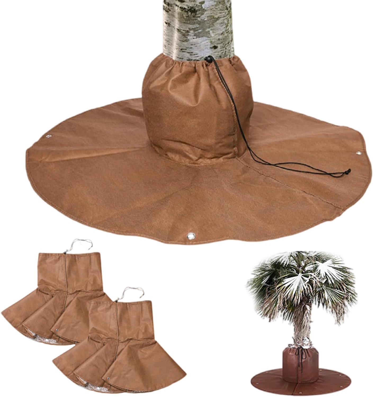 Famanu - Palmwortelbescherming - Bescherming tegen vorst - Stevige kunststof - Bruin 2 stuks