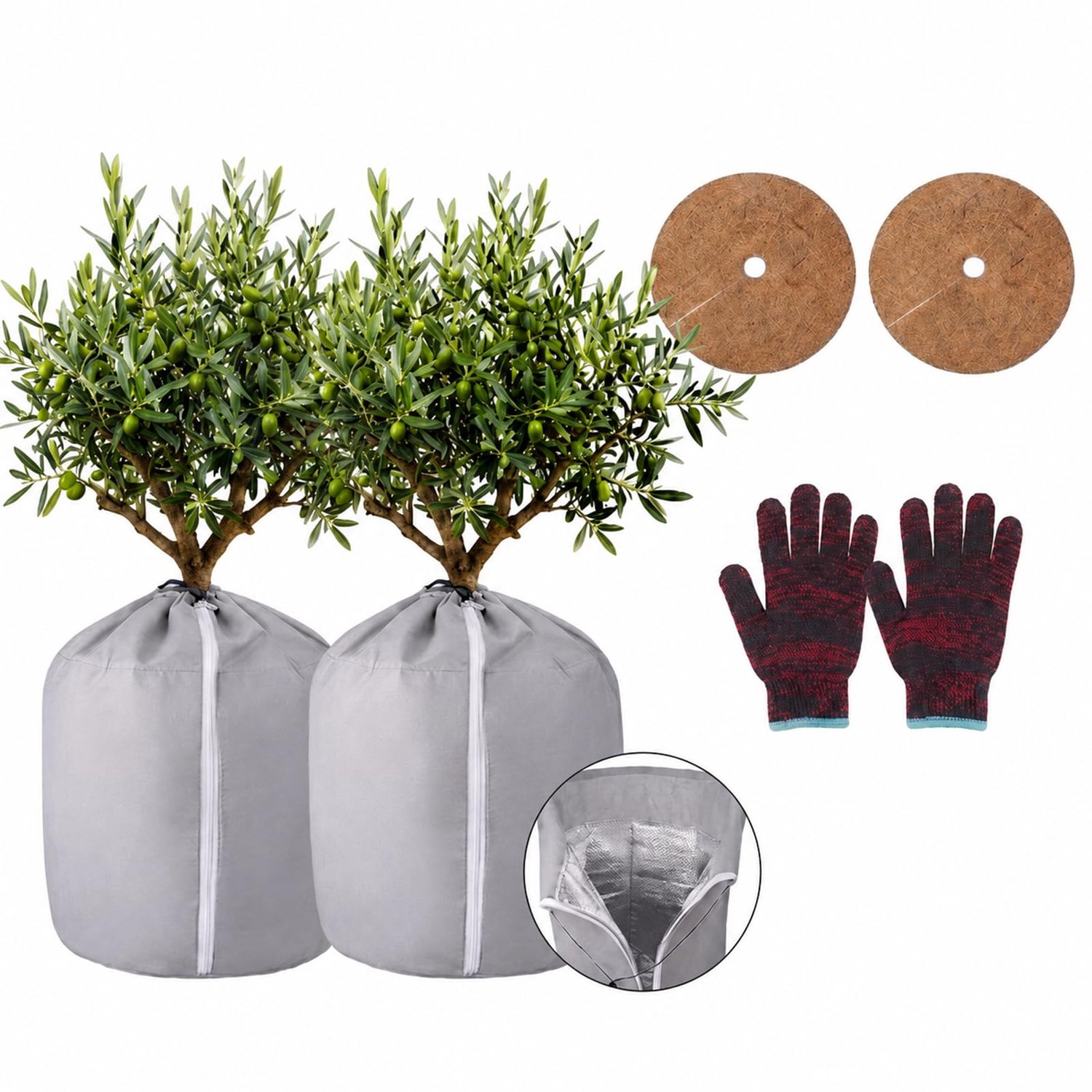 Famanu - Thermo Potbescherming - Beschermt planten tegen kou - Duurzaam polyester - Zwart 2 stuks