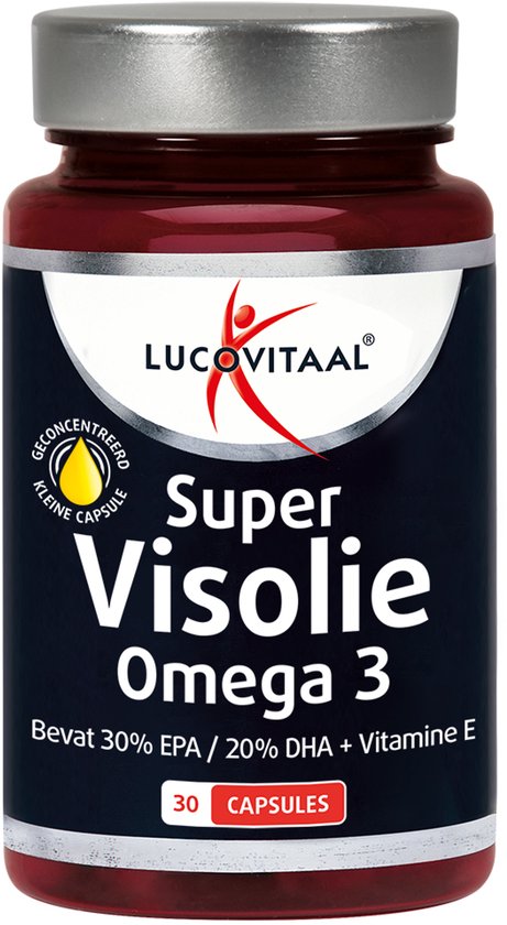 Lucovitaal Super Visolie Omega 3, 30 capsules. Bevat 30% EPA/20% DHA + Vitamine E.