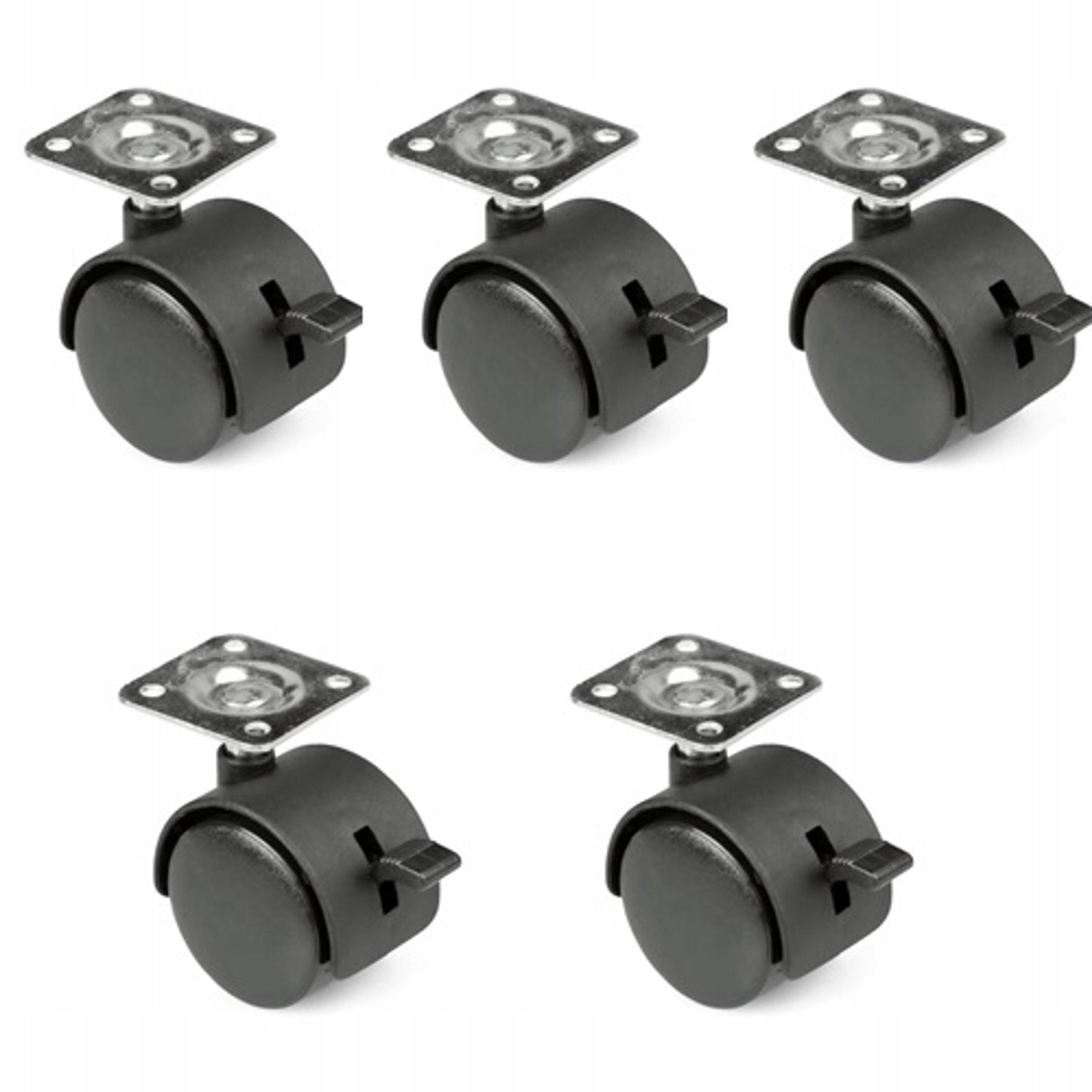 Draaiwiel met rem 40mm, 5 stuks, voor meubels