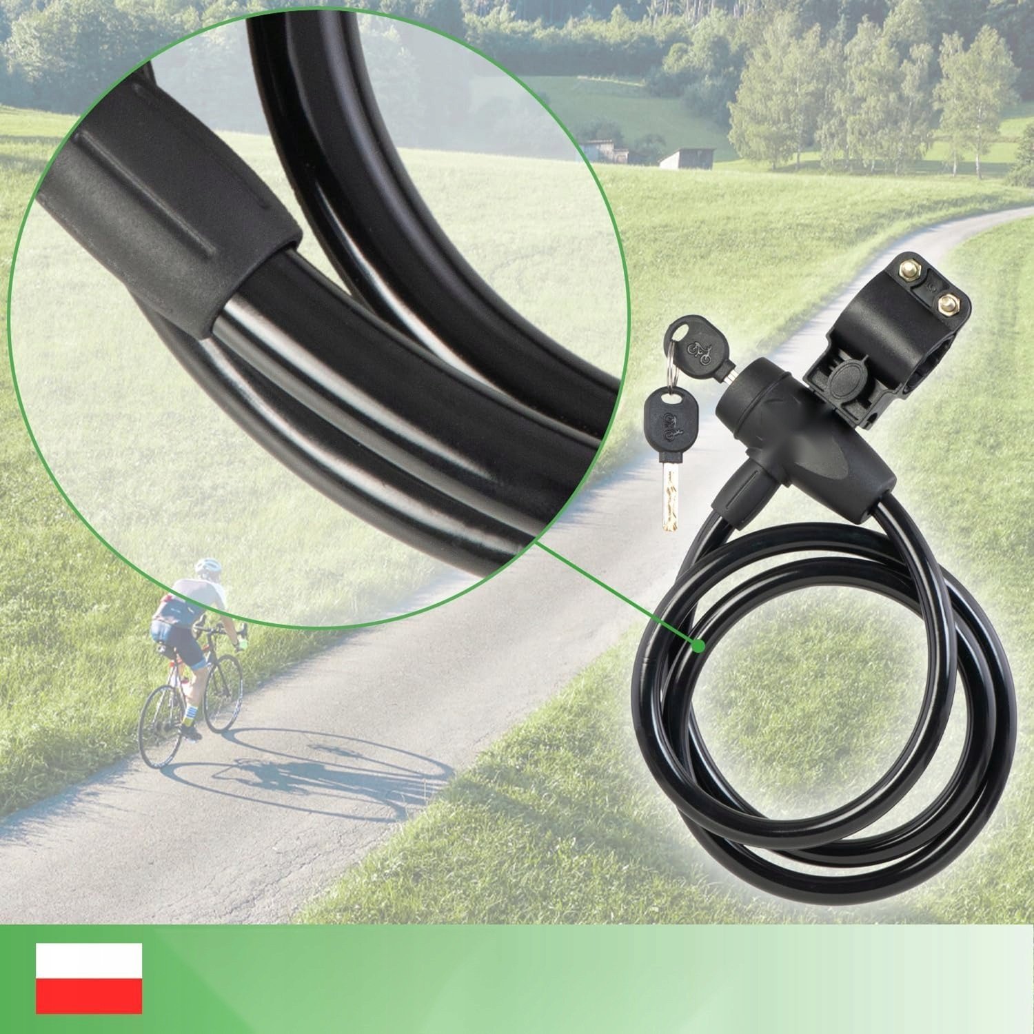 Fiets Kettingslot Spiraal 120cm 12mm Staal Zwart met Beugel