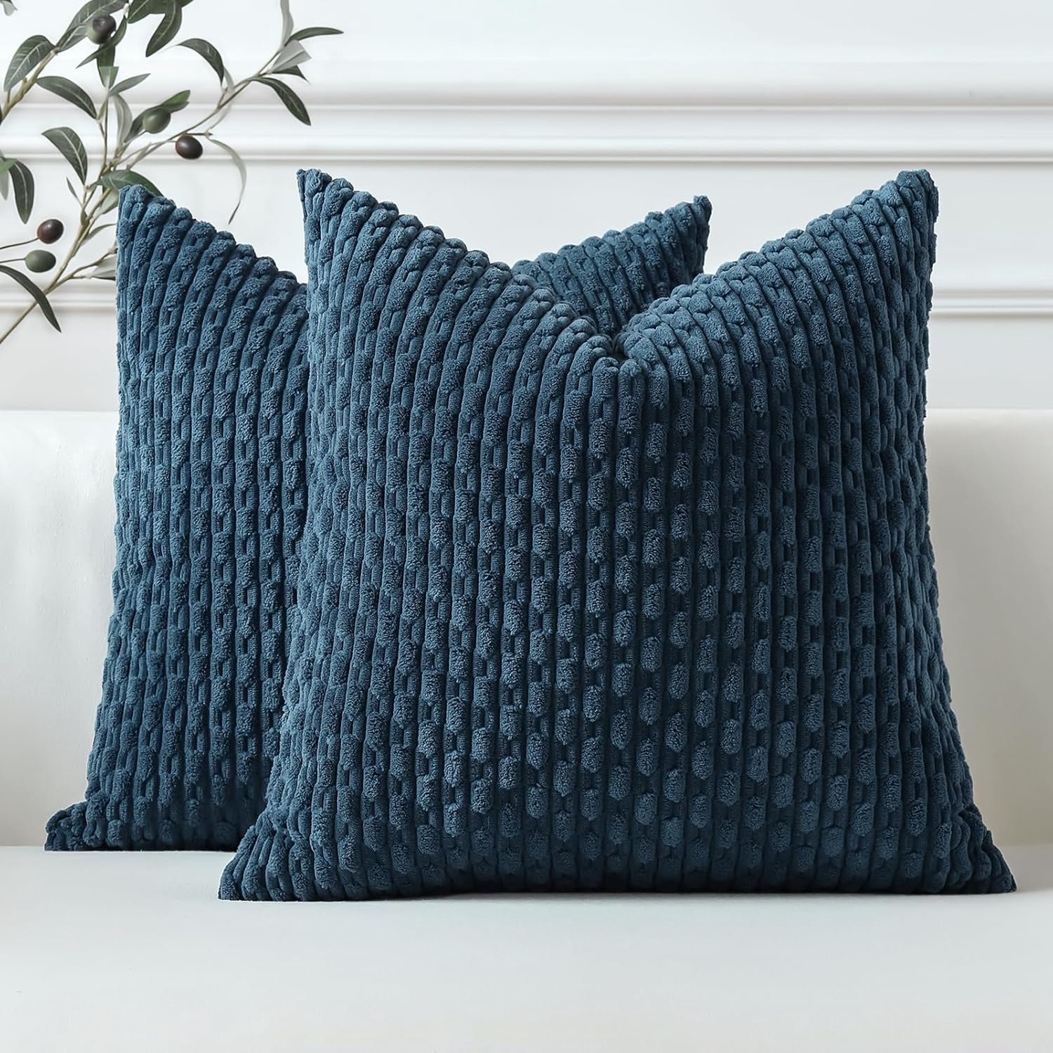 Famanu - Kussenslopen Set van 2 - Bescherming en stijl voor je kussens - Zachte corduroy stof - Salie groen