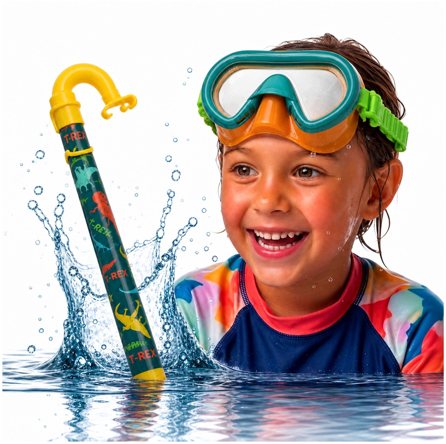 Kinder snorkelset met dinosaurus thema: duikbril en snorkel