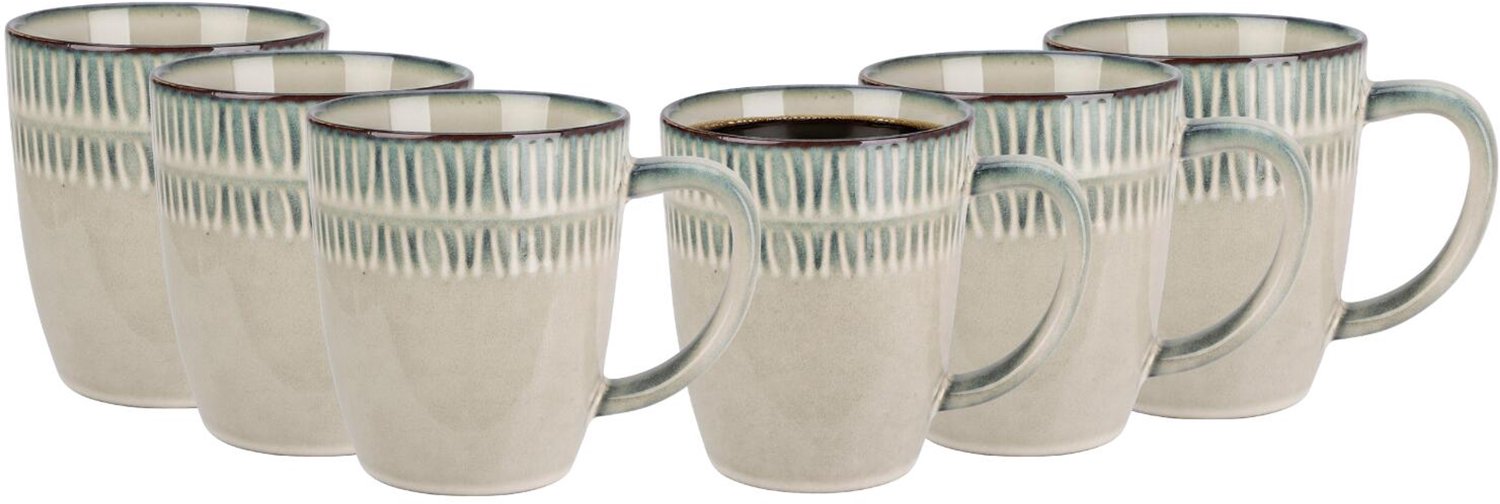 Siaki Koffiemokken Rare Earth - 6x - lichtgrijs - 360 ml - drink mokken - bekers - kopjes - keramiek - koffietas