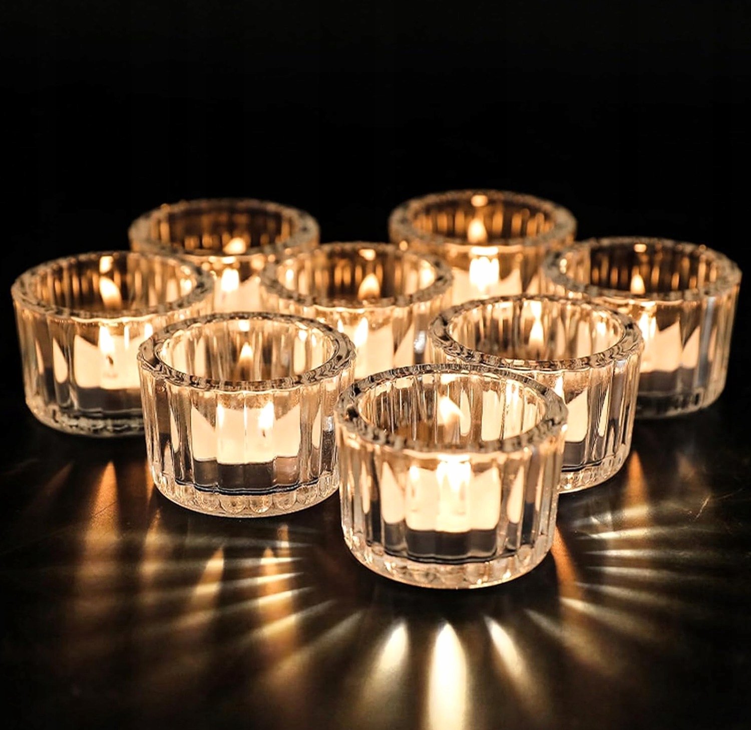 Inna (SklepikNaMedal) Set van 12 glazen waxinelichthouders, decoratief en sfeervol Transparant