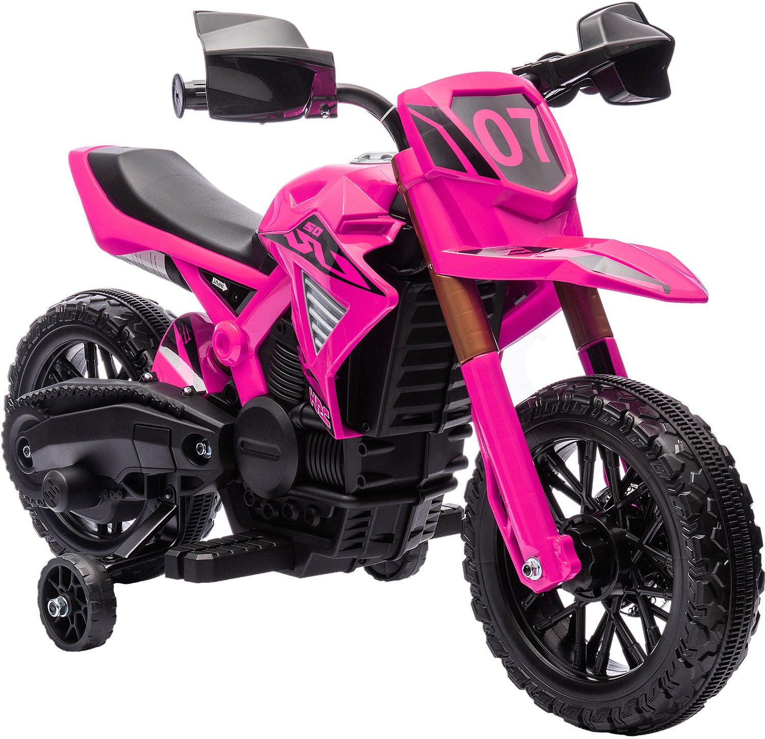 Playon Elektrische kindermotor - Met zijwieltjes en geluidseffecten - 105 x 57 x 62 cm - Roze