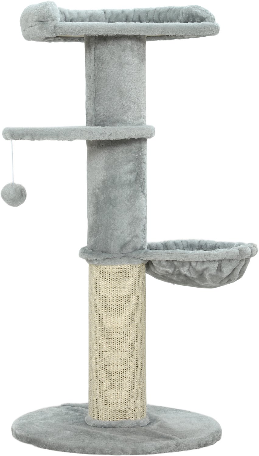 Pawona Krabpaal - Met sisalstam, hangmat, ligplaats en speelbal - Ø48 x 103,5 cm - Lichtgrijs/Crèmewit