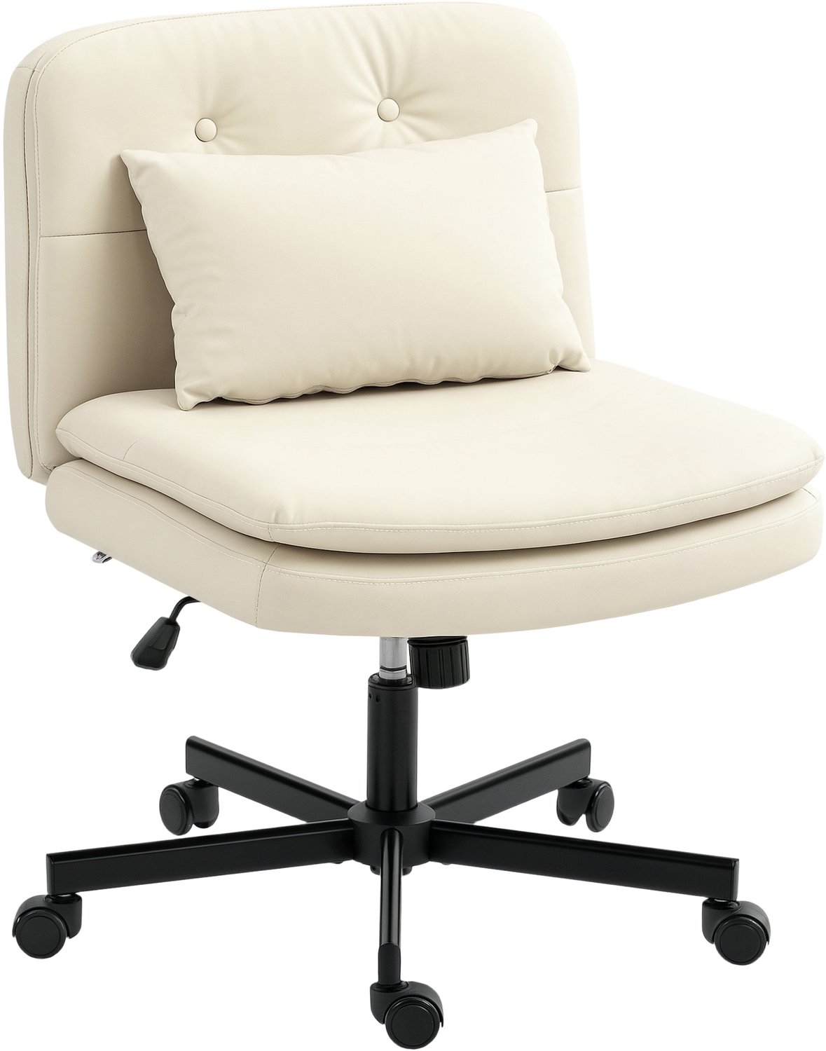 Homona Bureaustoel - Met kussen en schommelfunctie - In hoogte verstelbaar - 63 x 67 x 83-93 cm - Beige