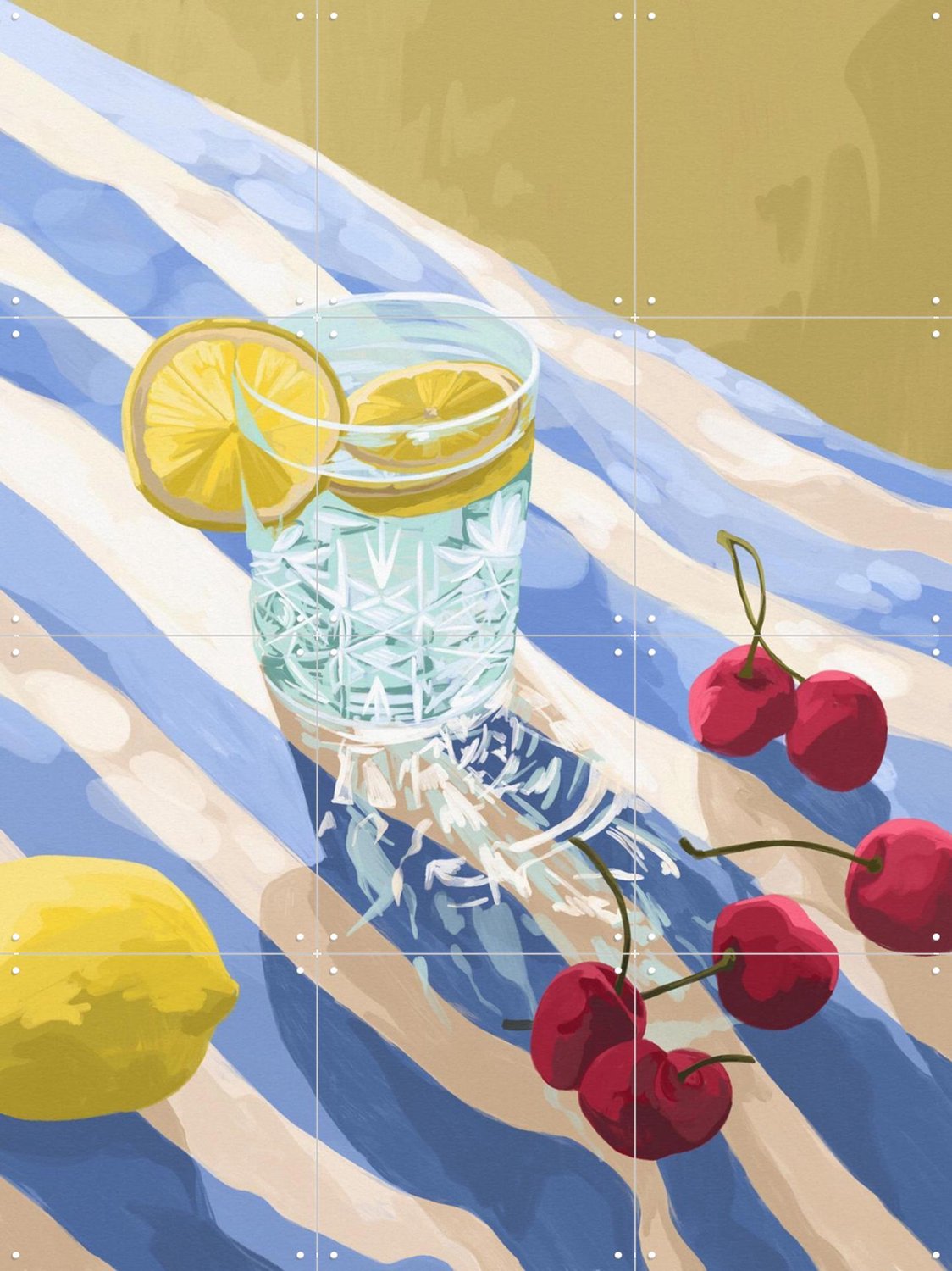 IXXI From Bitter To Sweet, Goed Blauw - 60 x 80 cm - Grote wanddecoratie en posters - Modern, Illustraties, Gang, Woonkamer, Trap, Keuken, Eetkamer Blauw / Geel