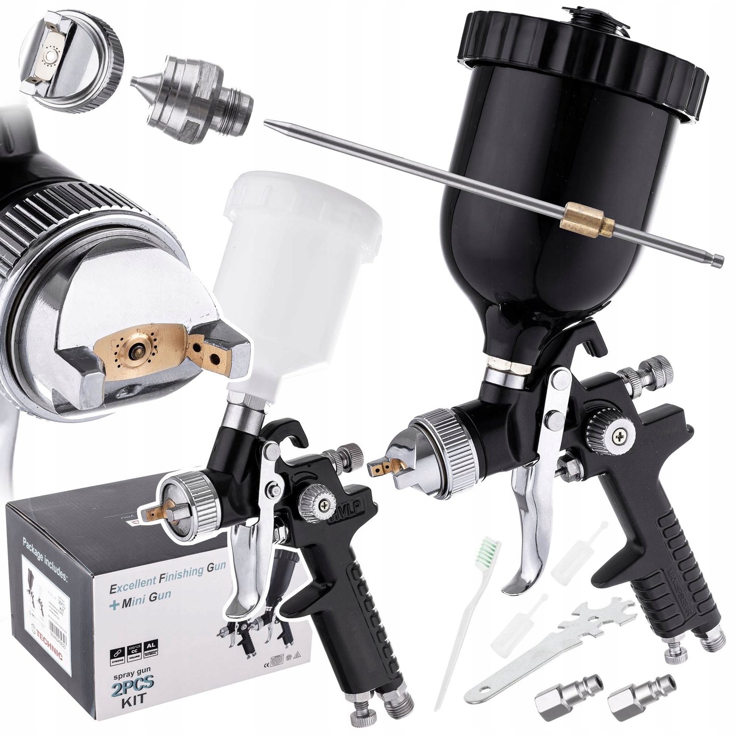 Professionele HVLP spuitpistoolset 1.4/1.7/0.8mm, 600/125ml