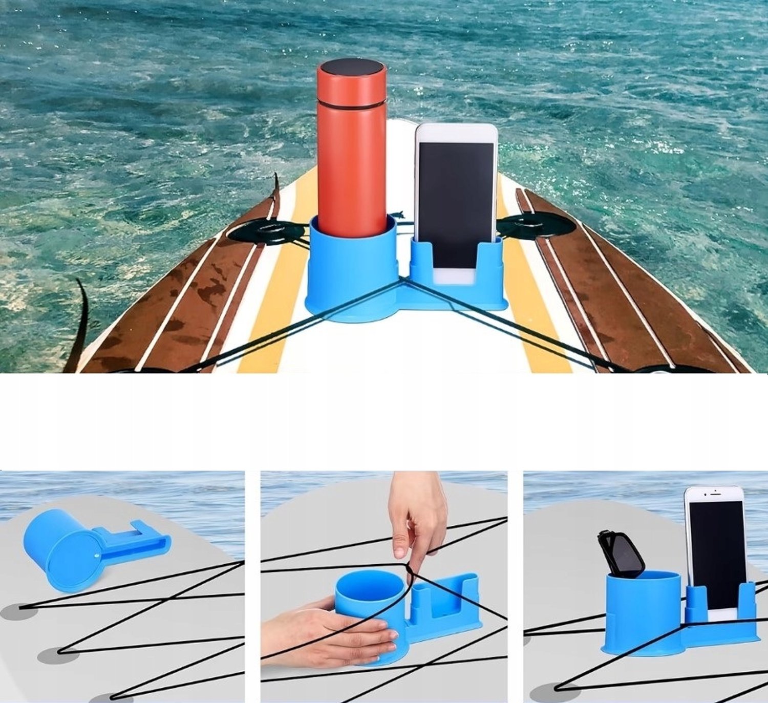 Merkloos 2-in-1 Bekerhouder & Telefoonhouder voor SUP & Kajak