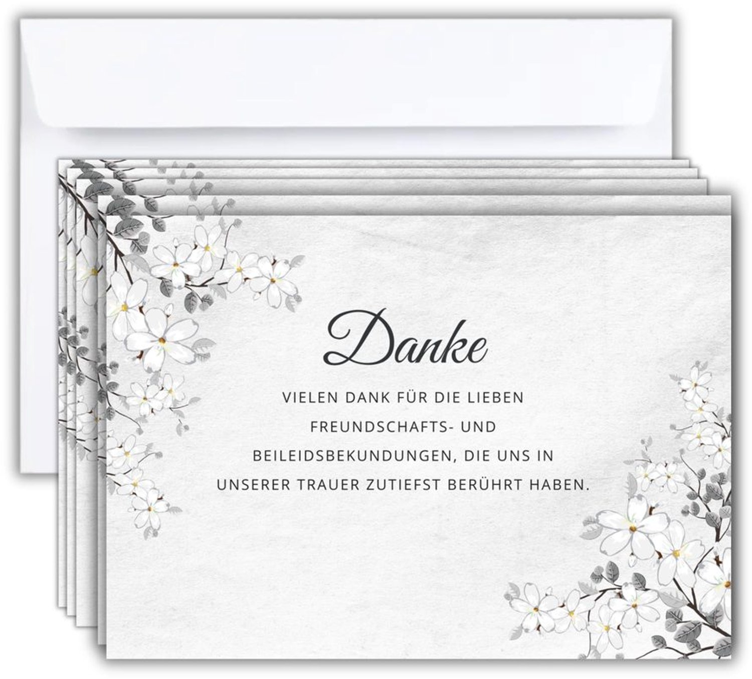 Set van 75 Witte Rouwkaarten met Enveloppen