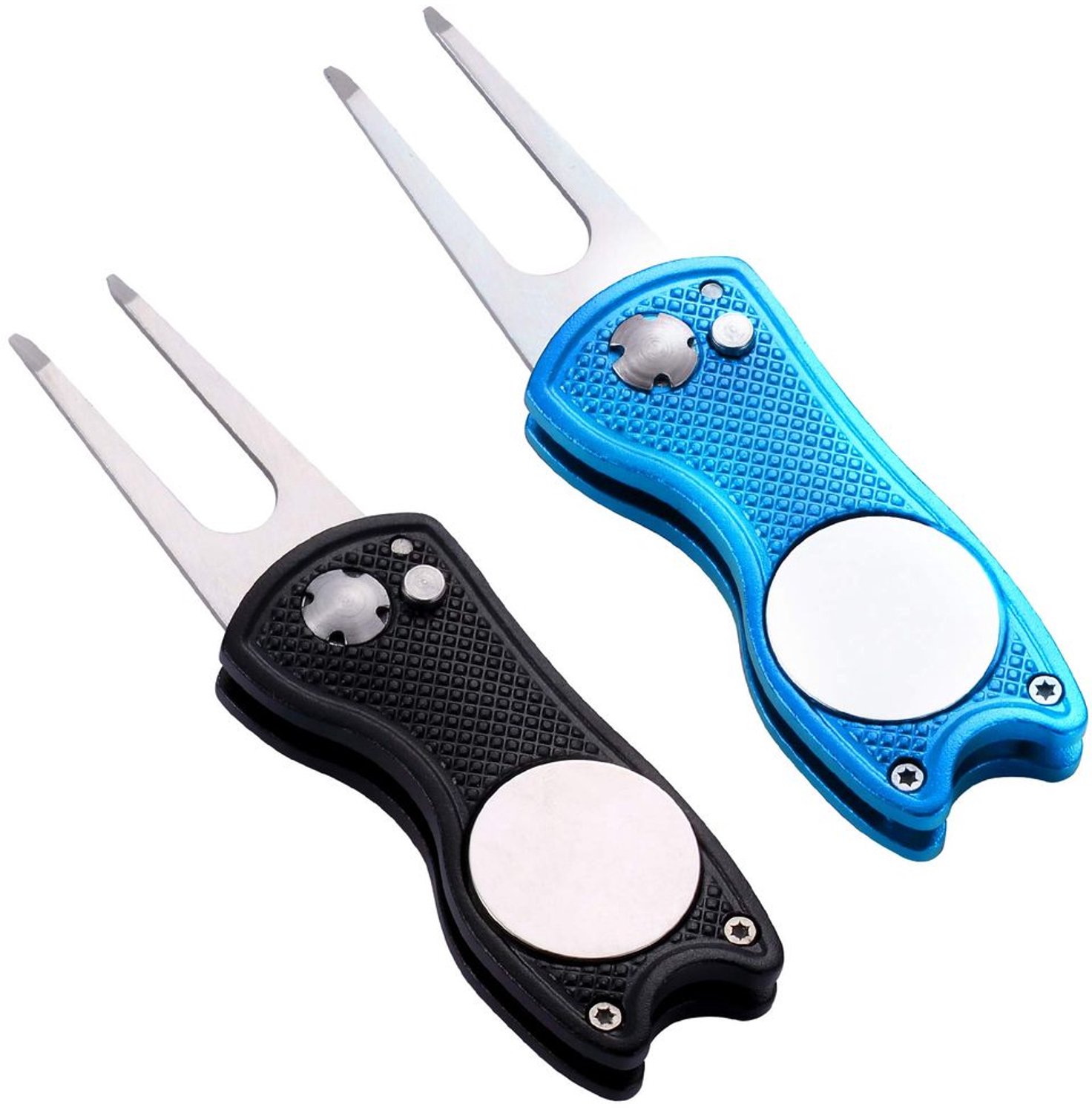 2-Pack Vouwbare Golf Divot Tools met Magnetische Balmarker